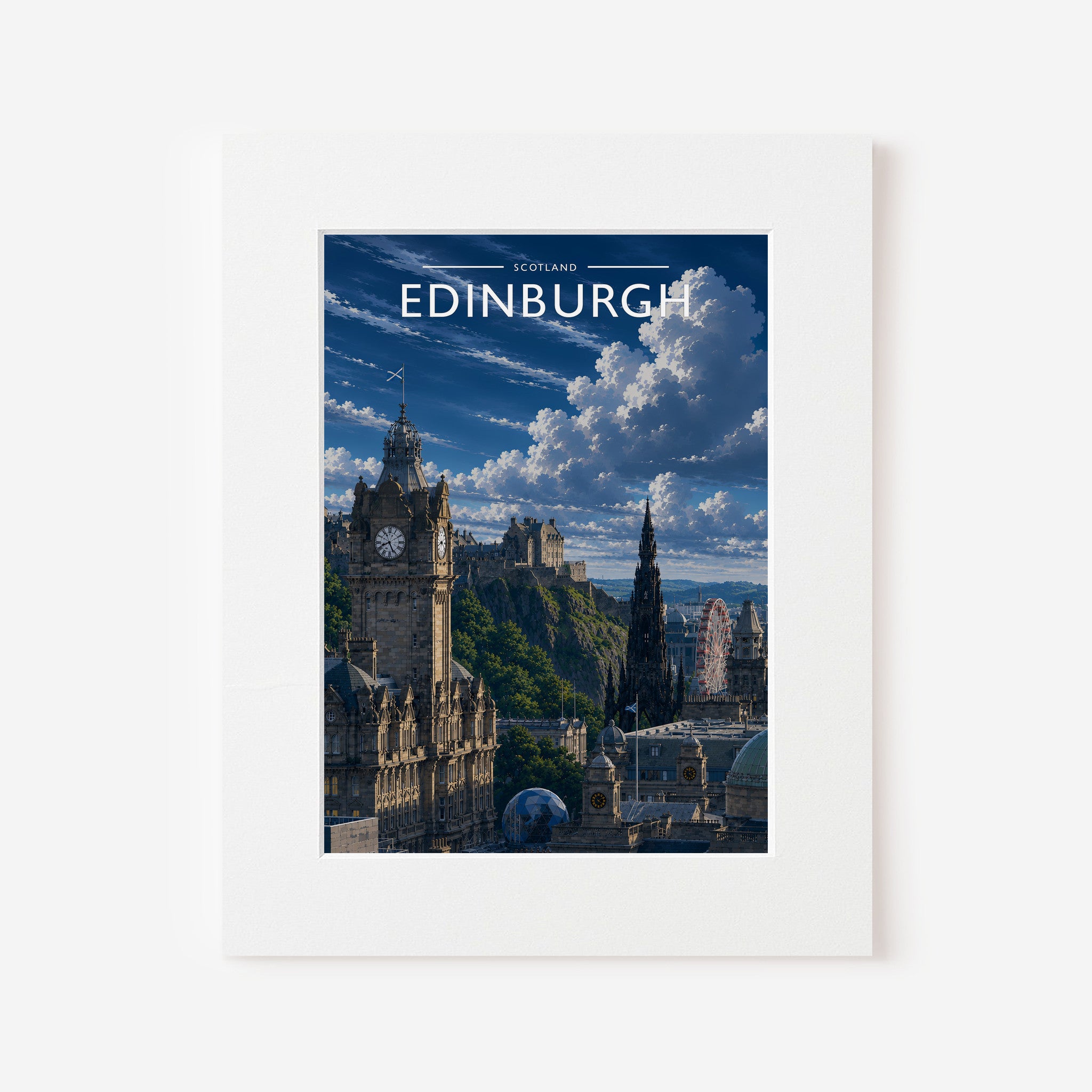 Edinburgh #2 Travel Poster in a white mount