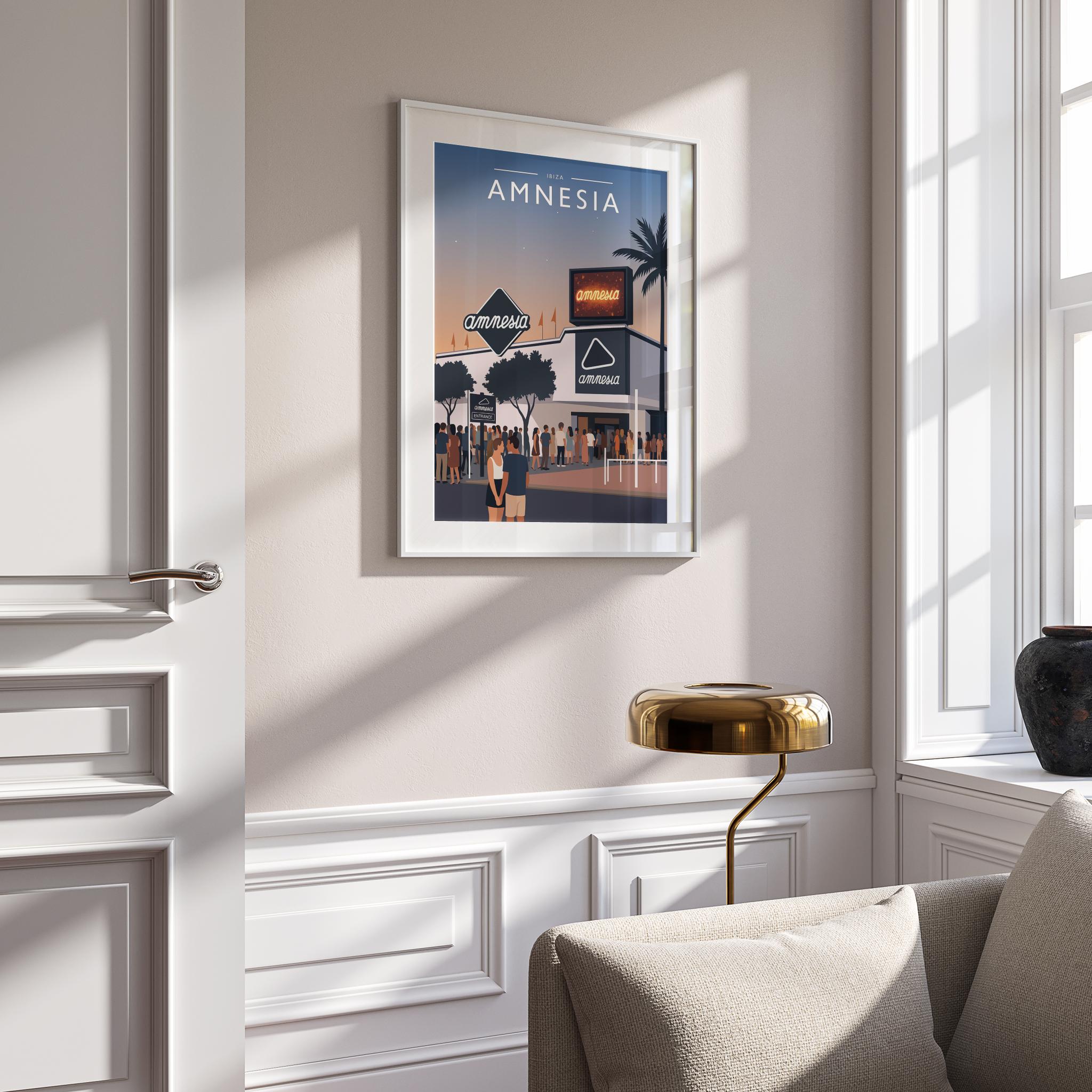 Ibiza #3 Travel Poster mounted in a white frame
