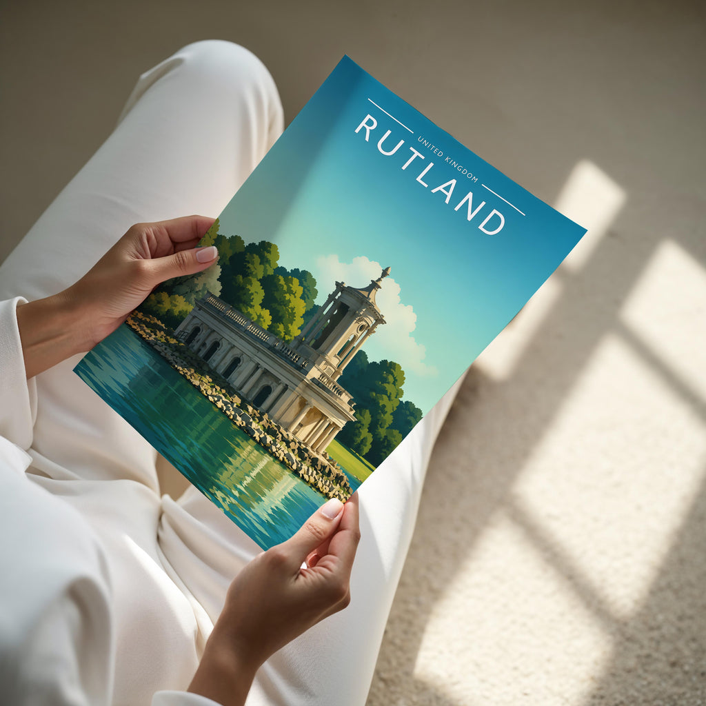 Rutland #2 Travel Poster - A4 print held in hand