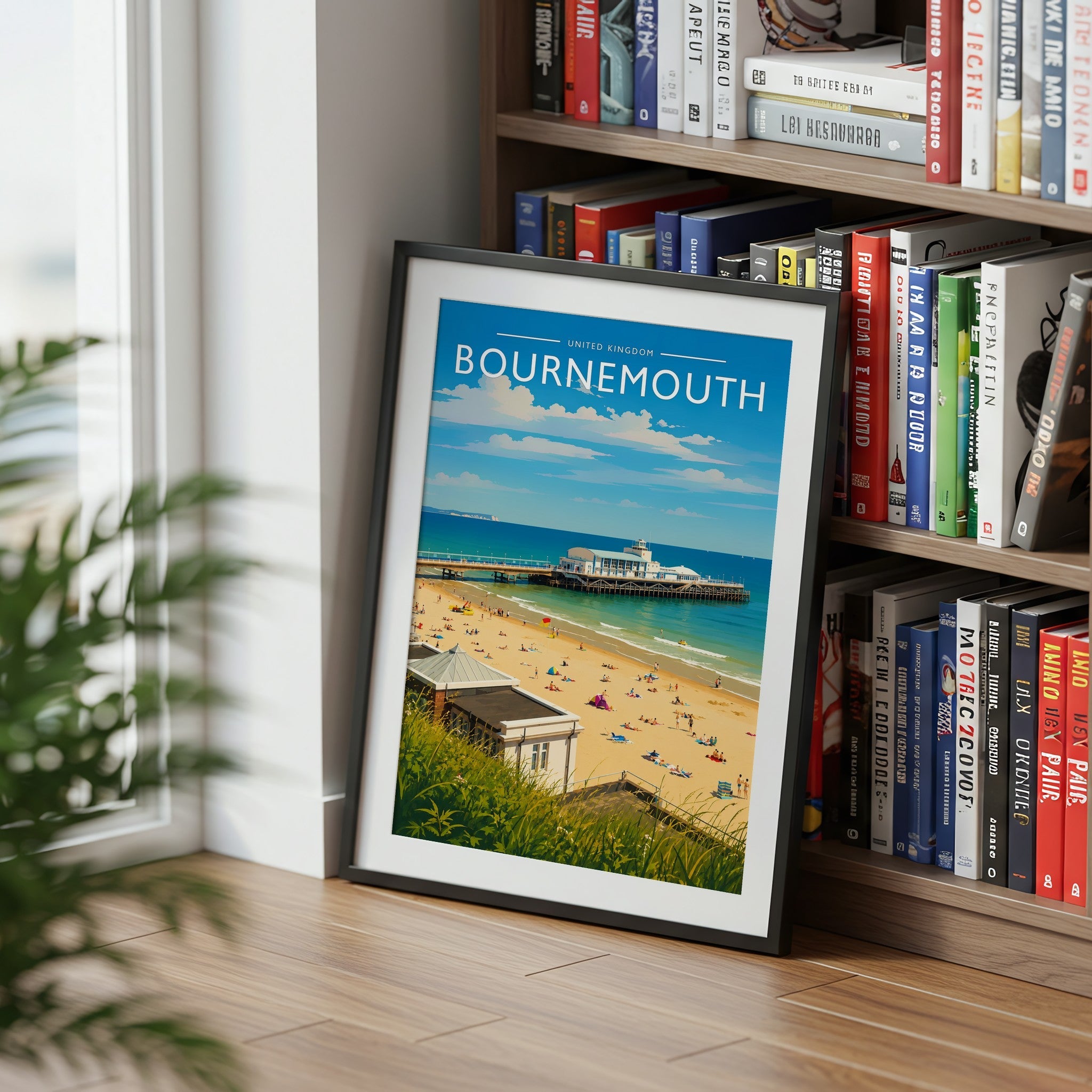 Bournemouth Travel Poster mounted in a black frame