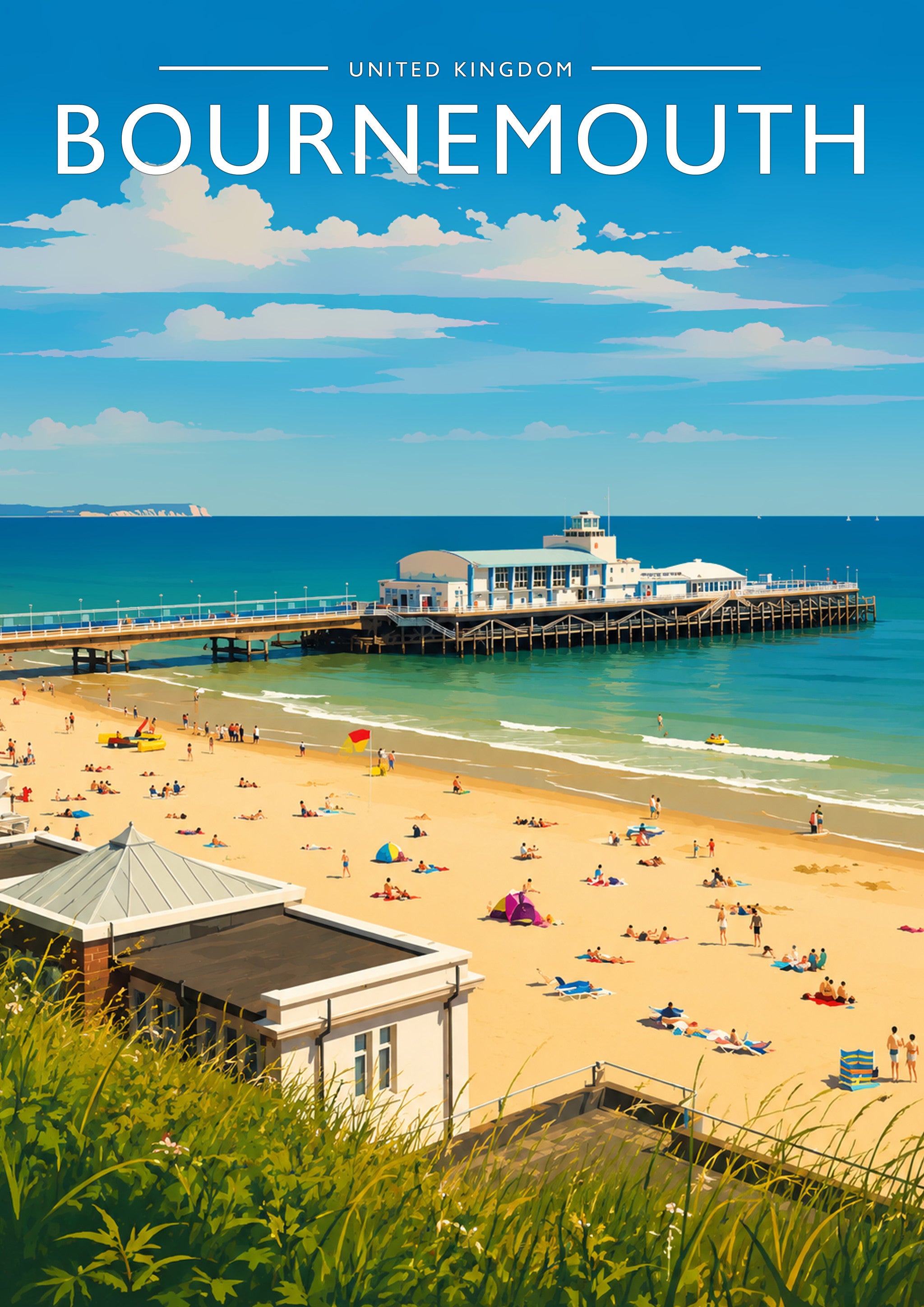 Bournemouth Travel Poster - A4 travel poster print