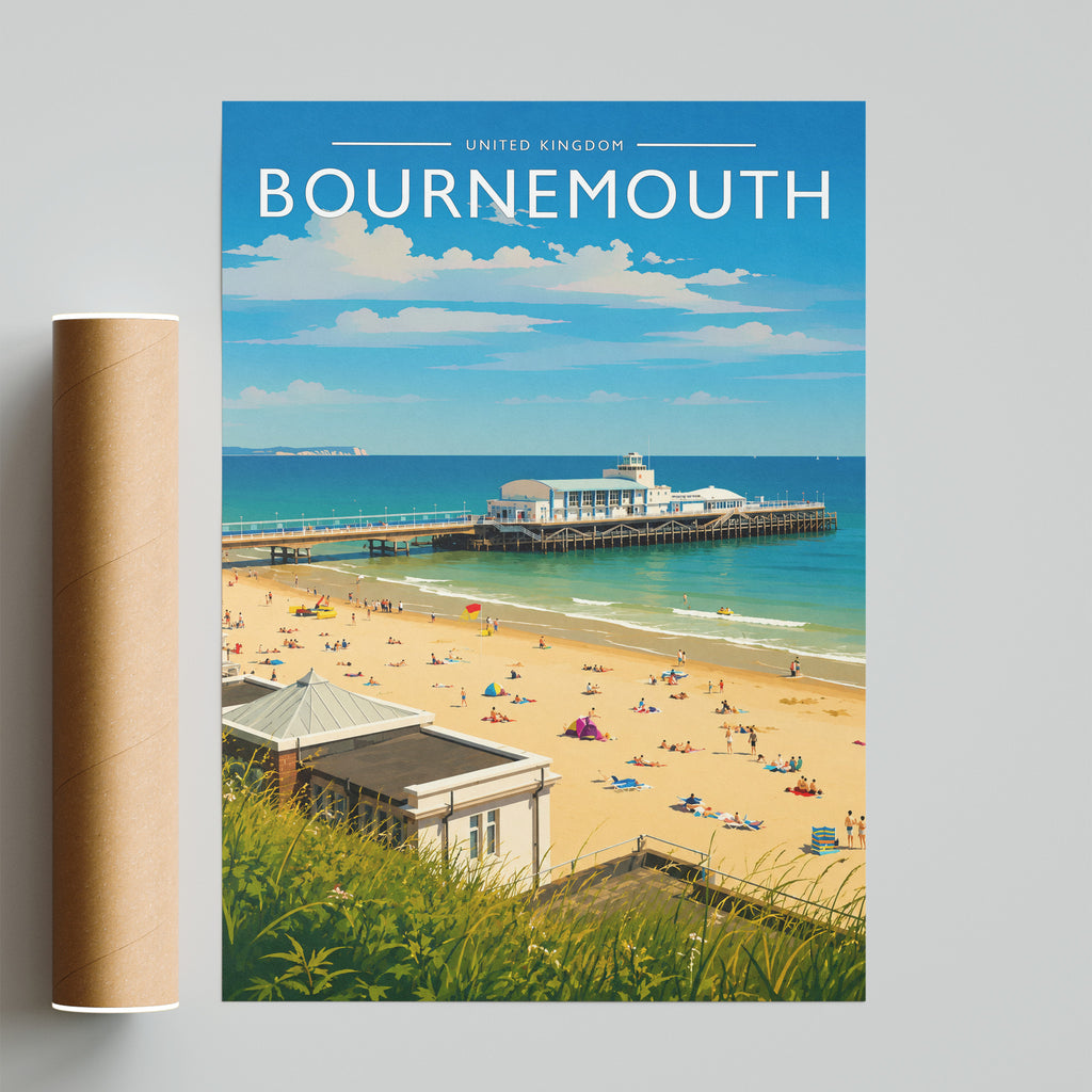 Bournemouth Travel Poster - fine art print with shipping tube