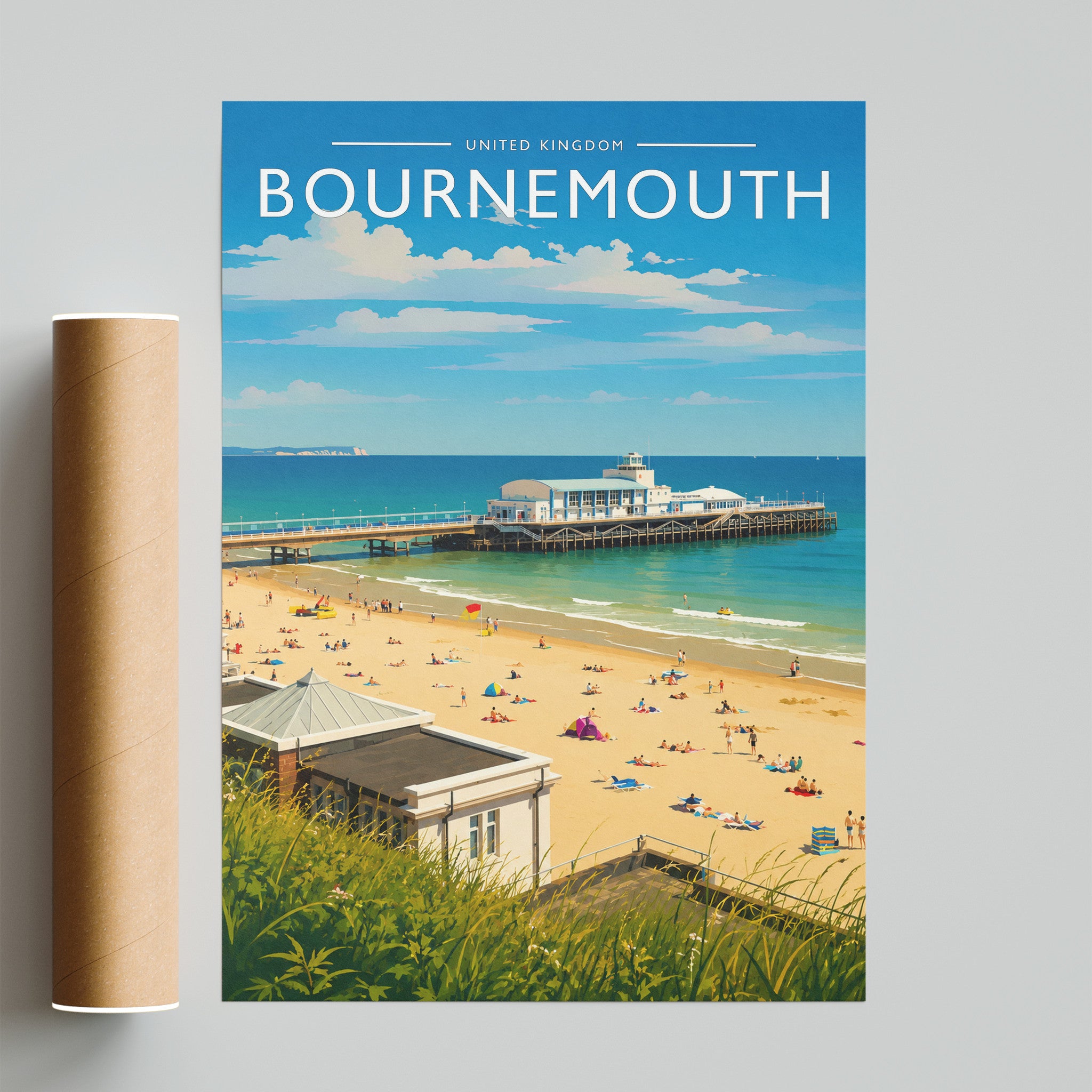 Bournemouth Travel Poster - fine art print with shipping tube