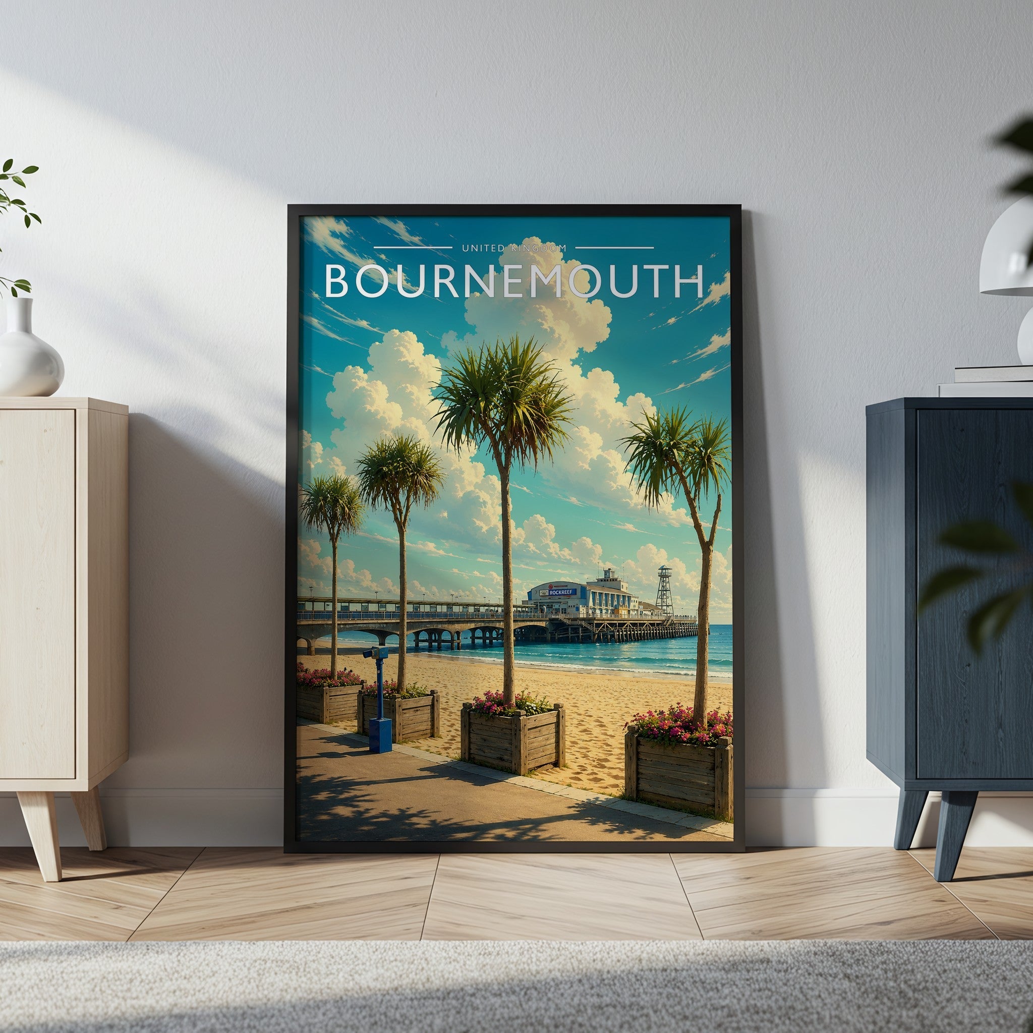 Bournemouth #2 Travel Poster in a black frame