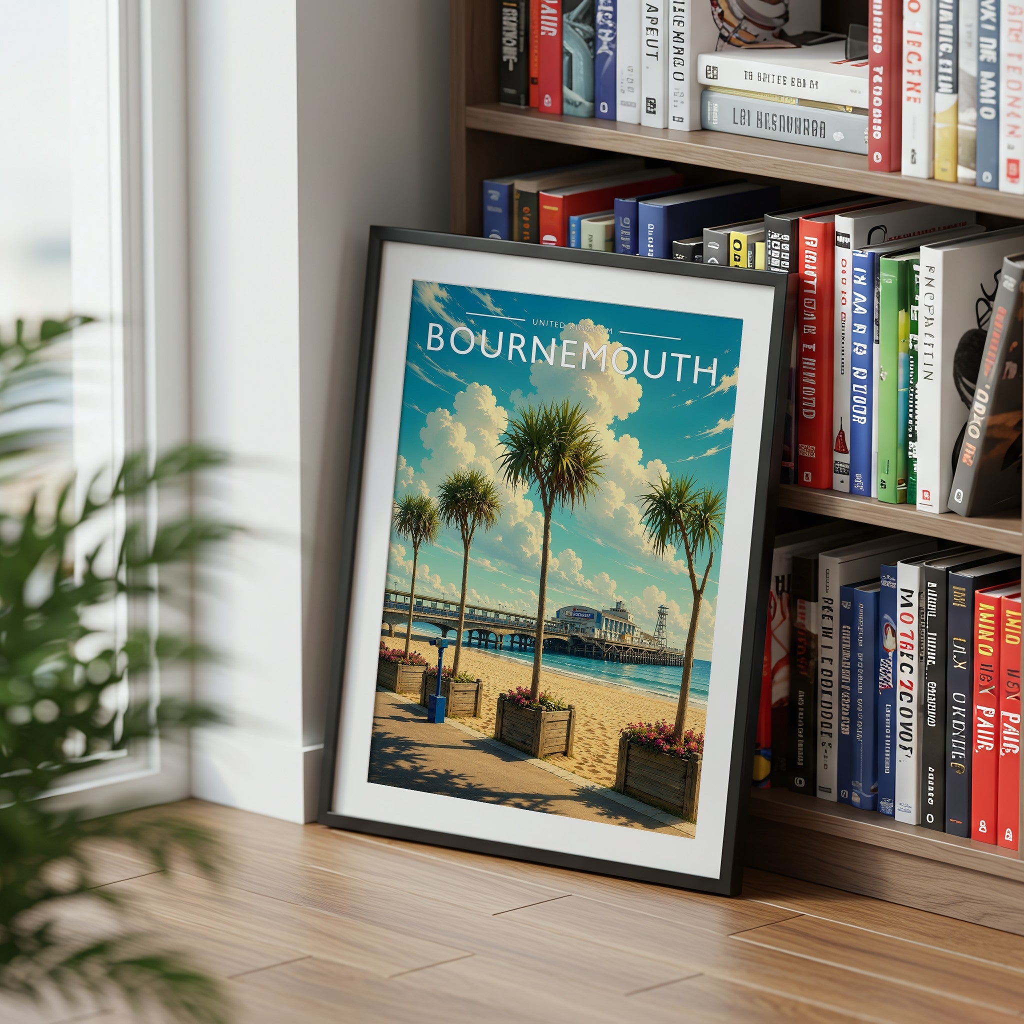 Bournemouth #2 Travel Poster mounted in a black frame