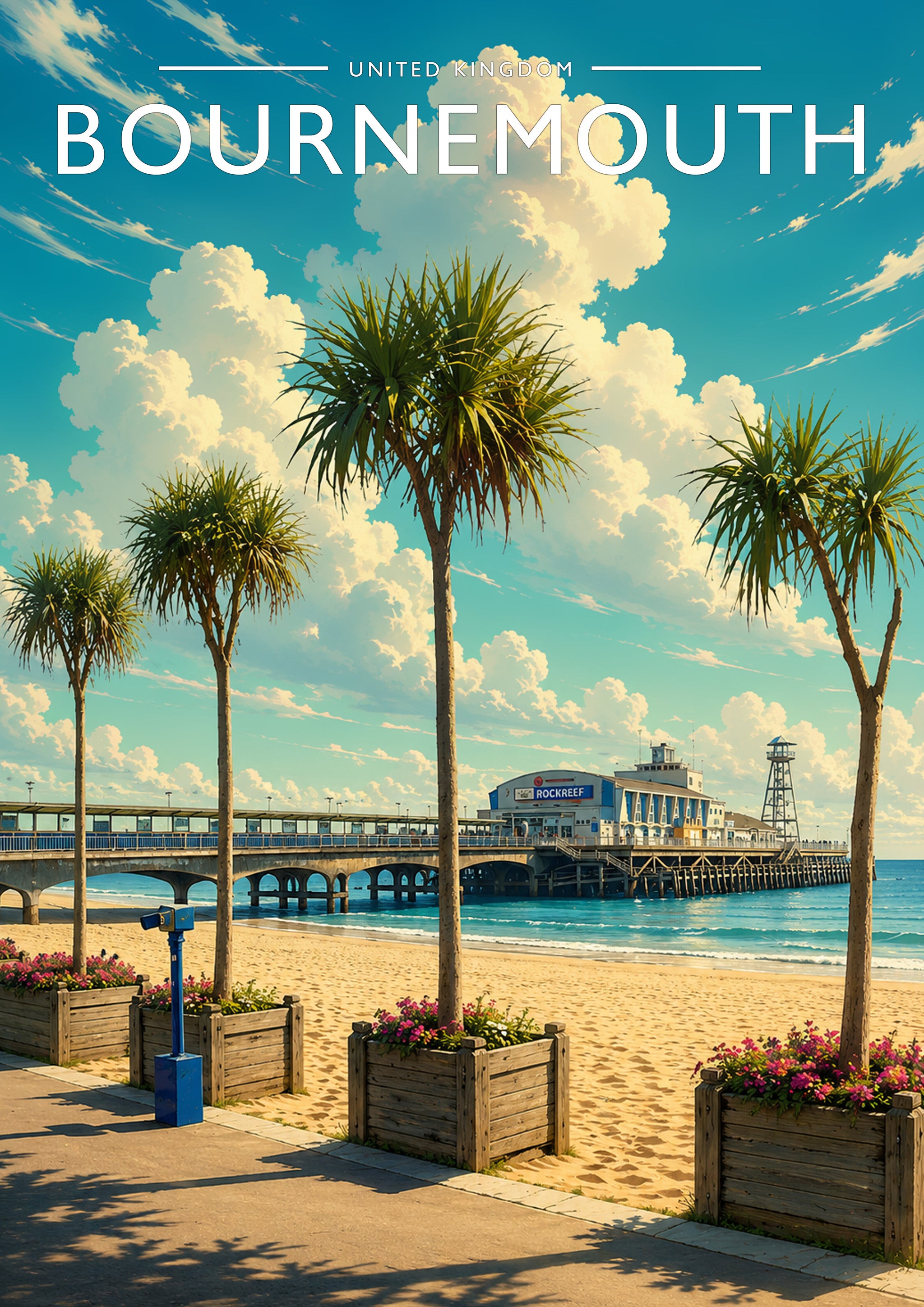 Bournemouth #2 Travel Poster - A4 travel poster print