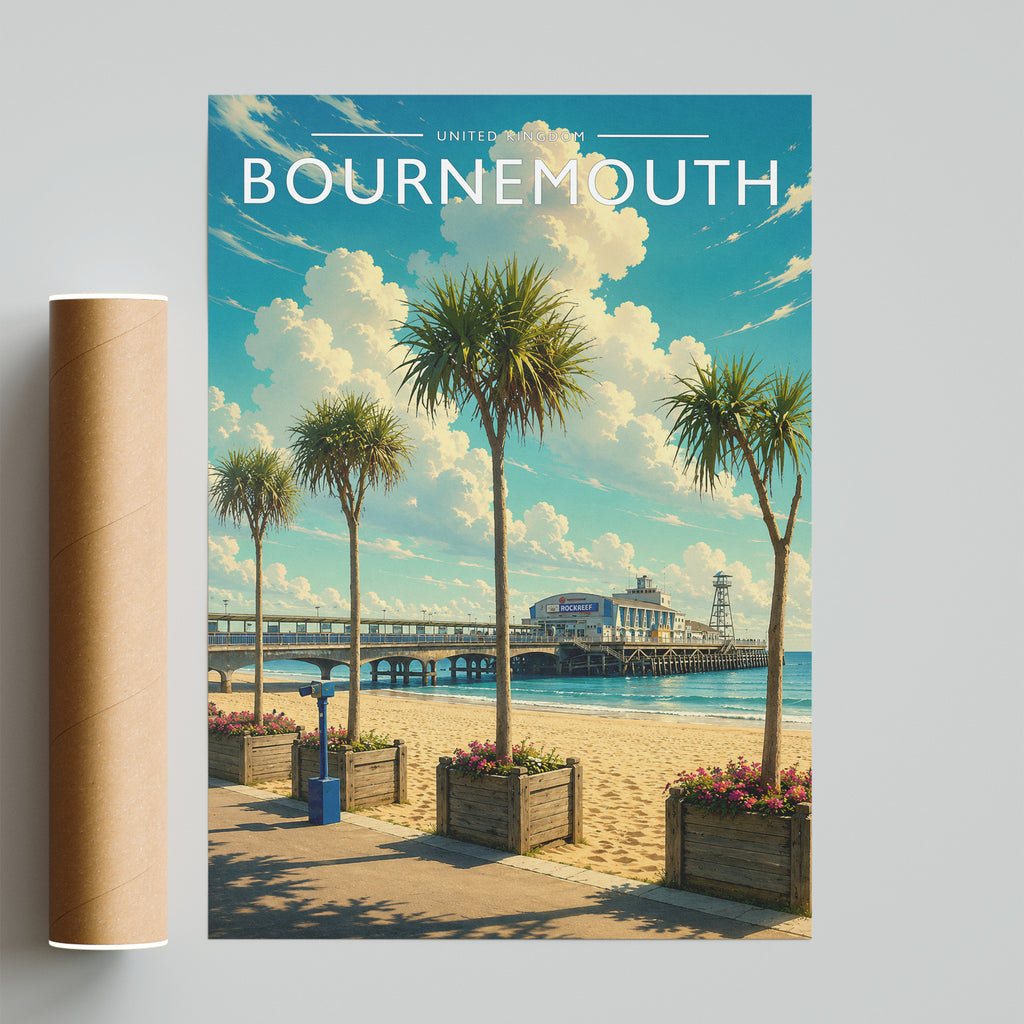 Bournemouth #2 Travel Poster - fine art print with shipping tube