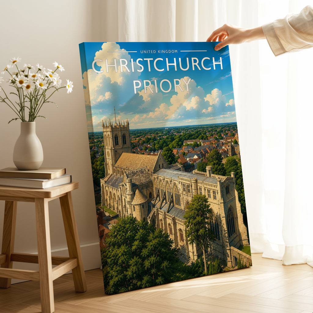 Christchurch Priory Travel Poster as a gallery-wrapped canvas
