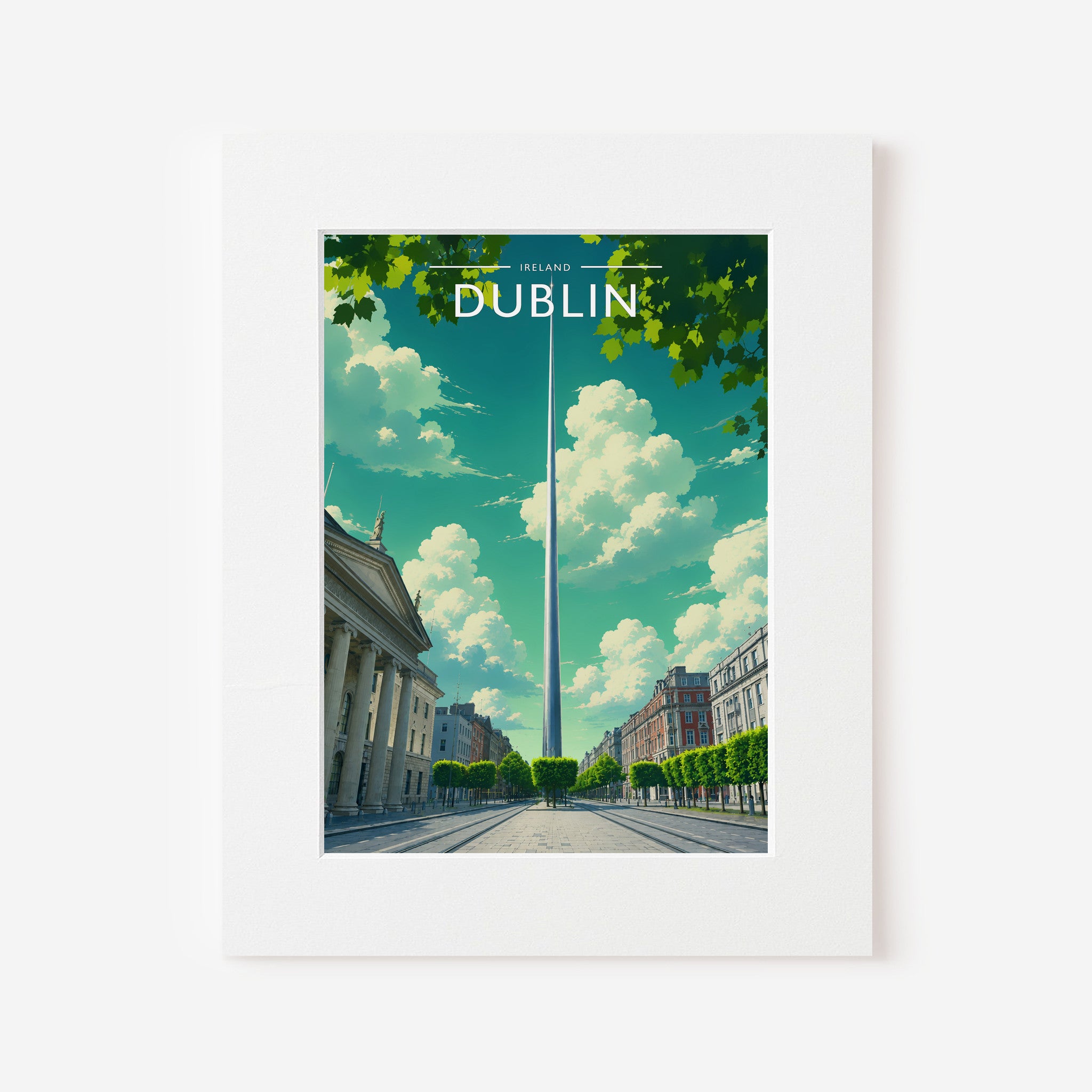 Dublin #4 Travel Poster in a white mount