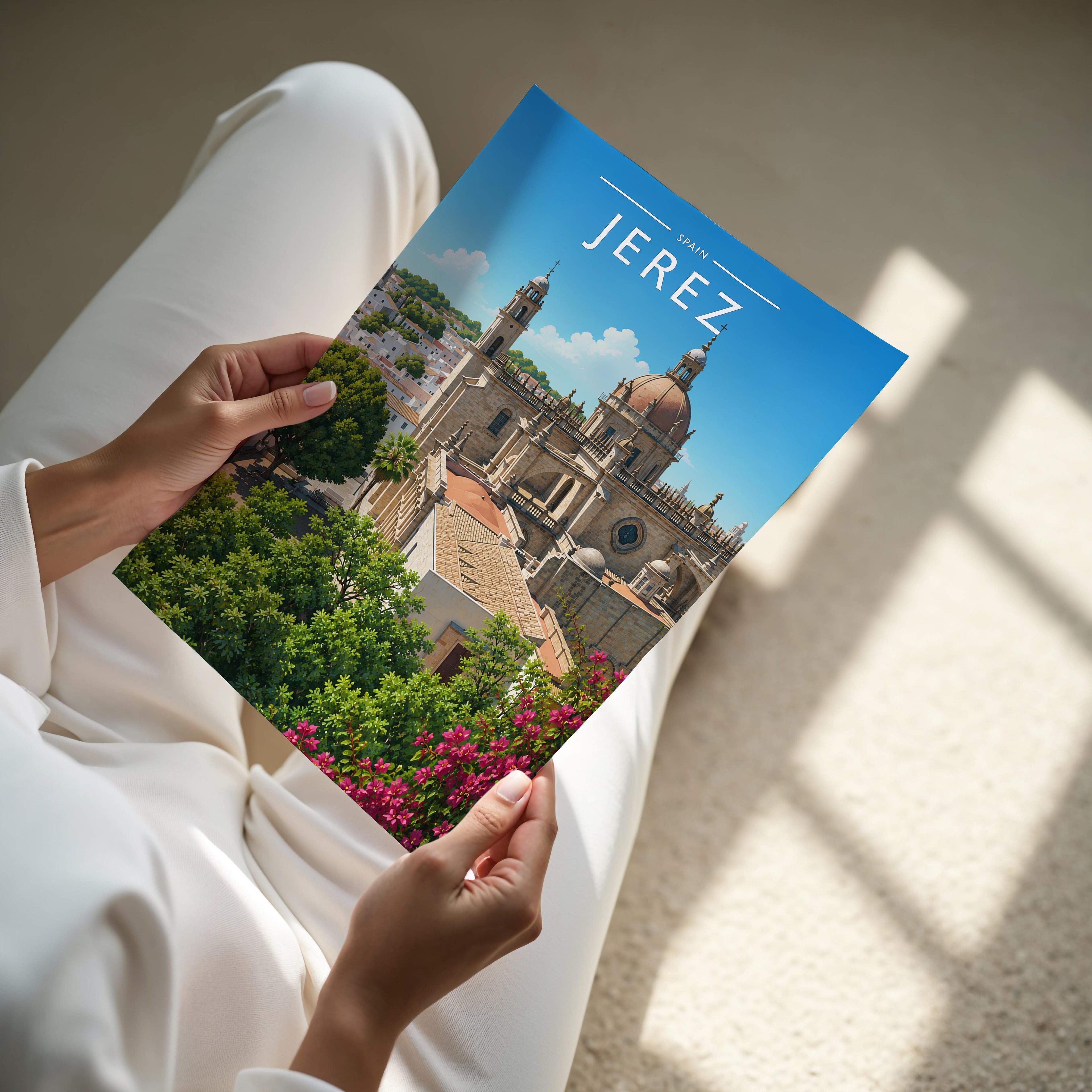 Jerez #3 Travel Poster - A4 print held in hand
