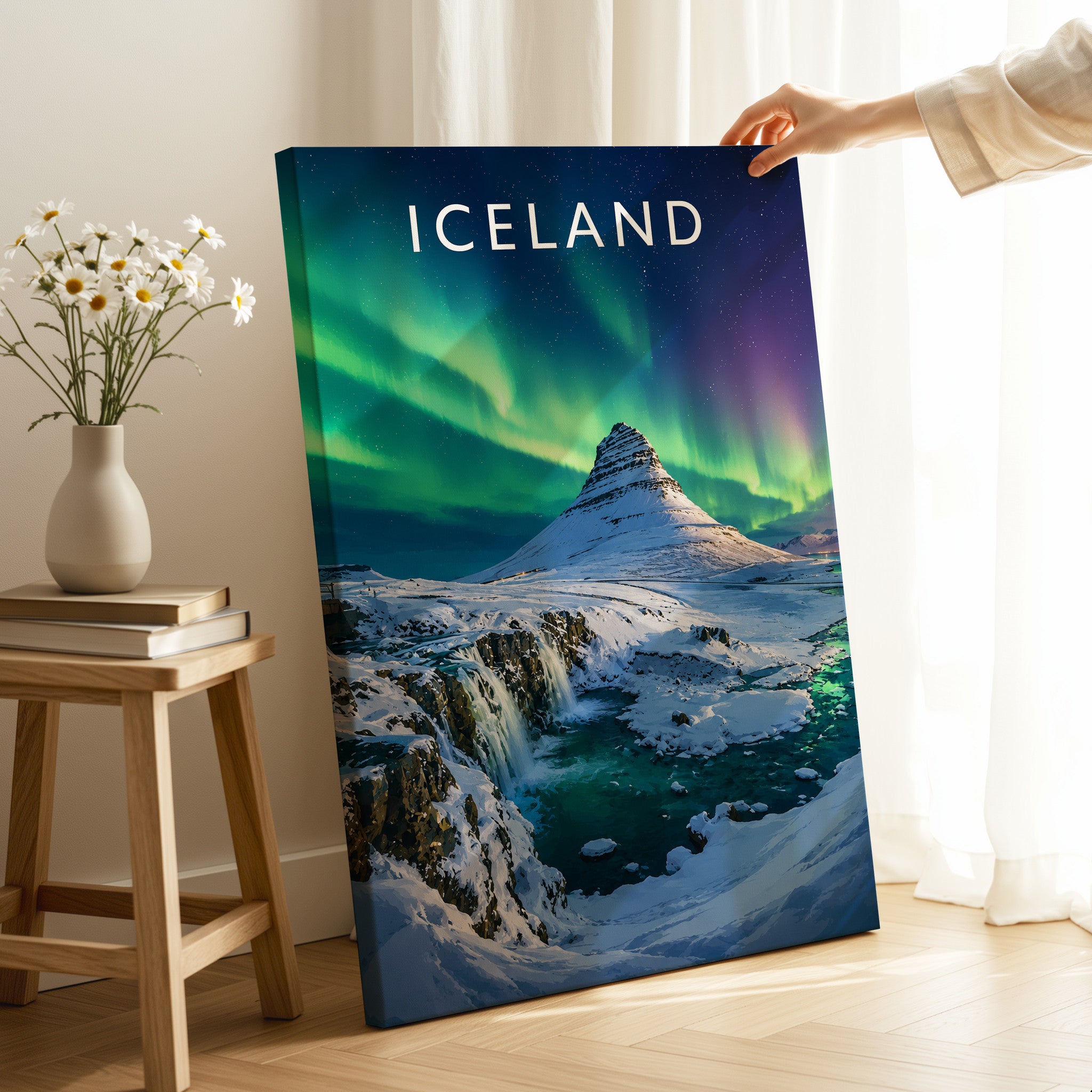 Iceland Travel Poster as a gallery-wrapped canvas