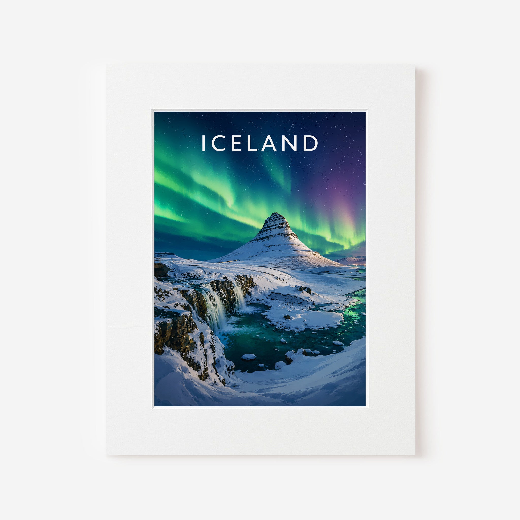 Iceland Travel Poster in a white mount