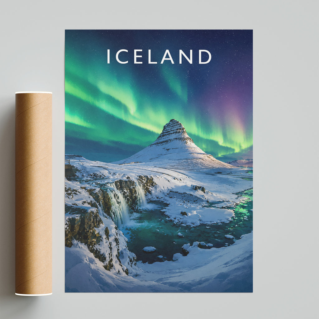 Iceland Travel Poster - fine art print with shipping tube