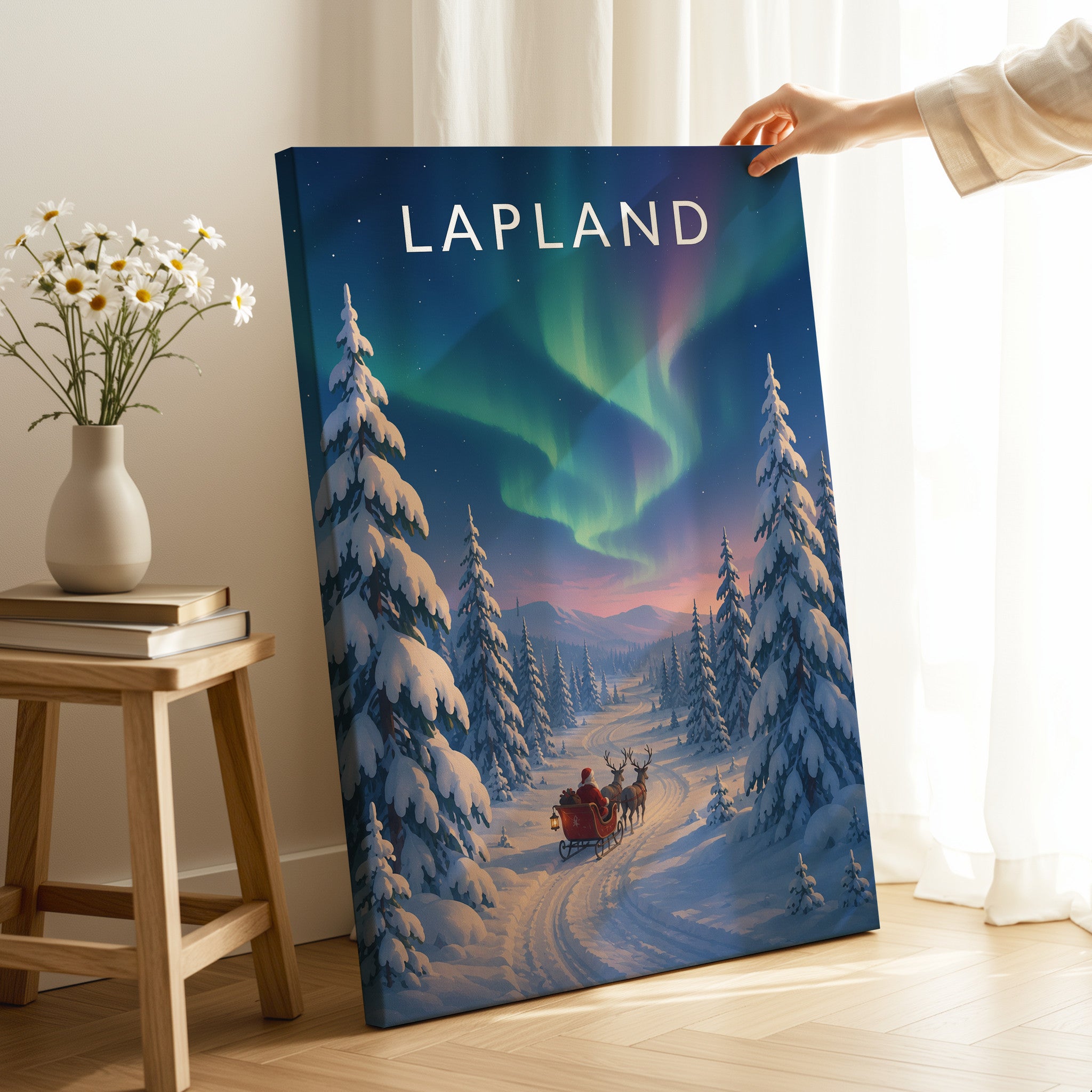 Lapland Travel Poster as a gallery-wrapped canvas