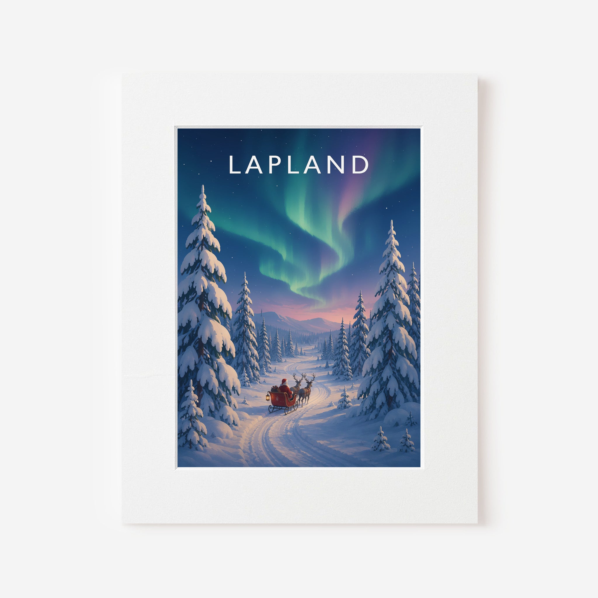 Lapland Travel Poster in a white mount
