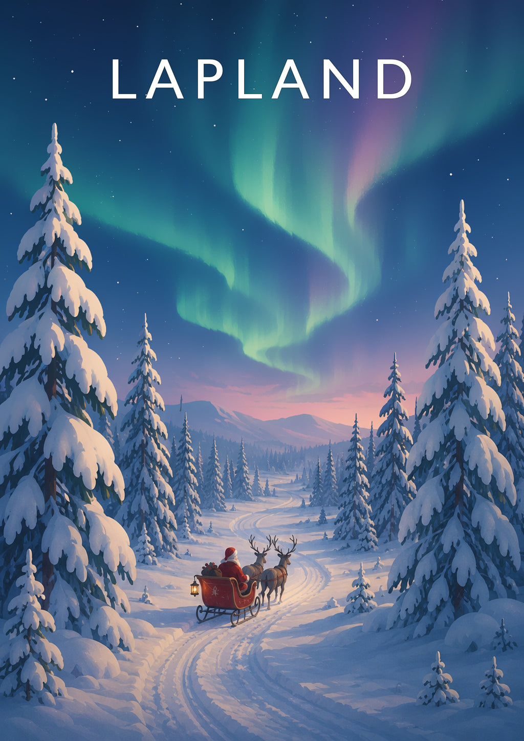 Lapland Travel Poster - A4 travel poster print