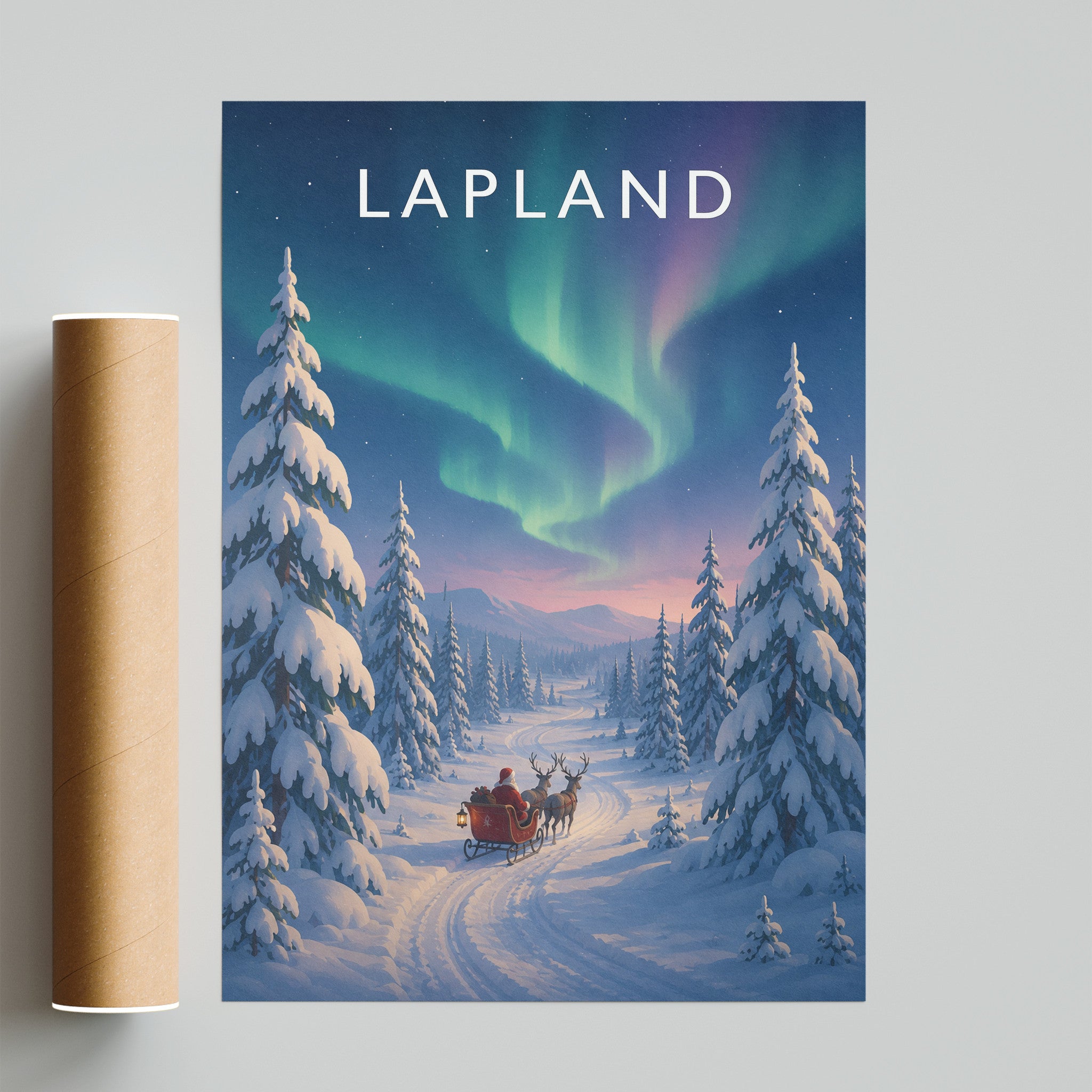 Lapland Travel Poster - fine art print with shipping tube
