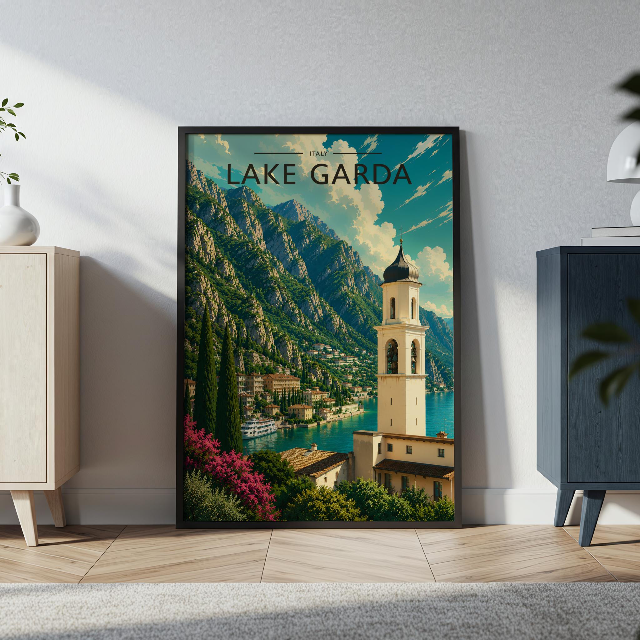 Lake Garda #3 Travel Poster in a black frame