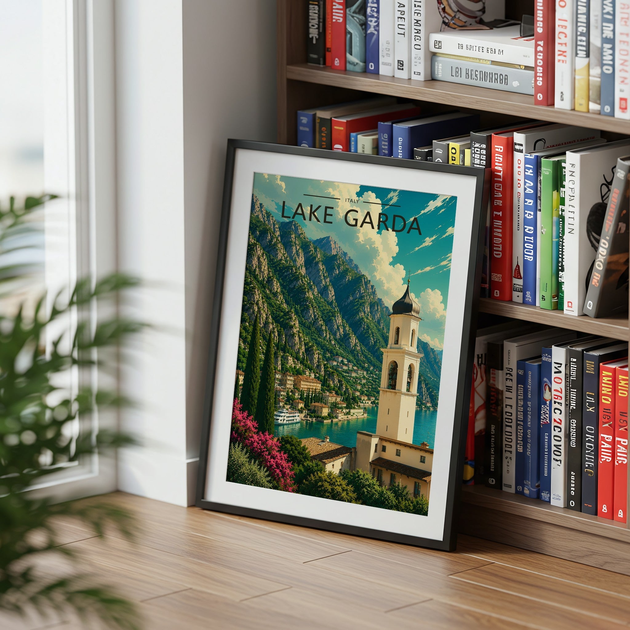 Lake Garda #3 Travel Poster mounted in a black frame