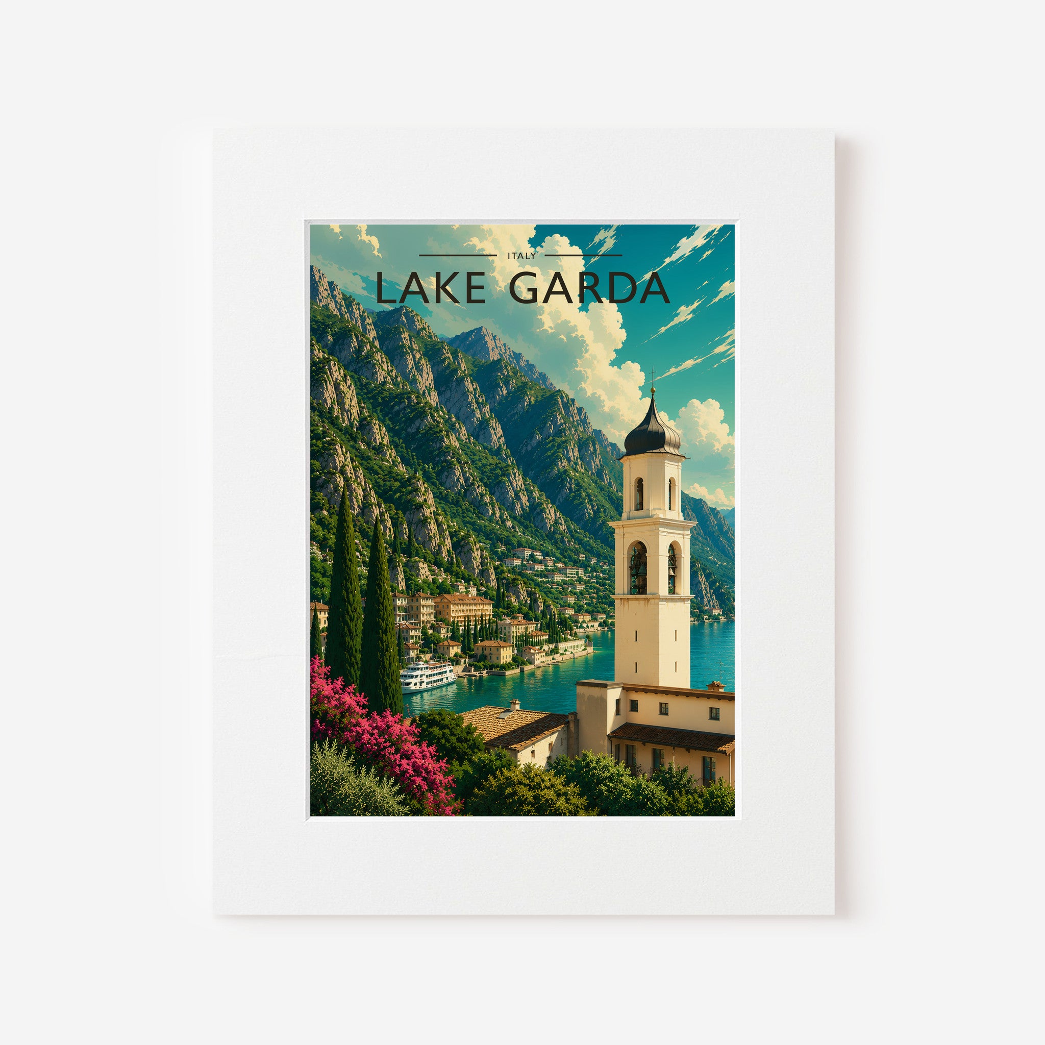 Lake Garda #3 Travel Poster in a white mount