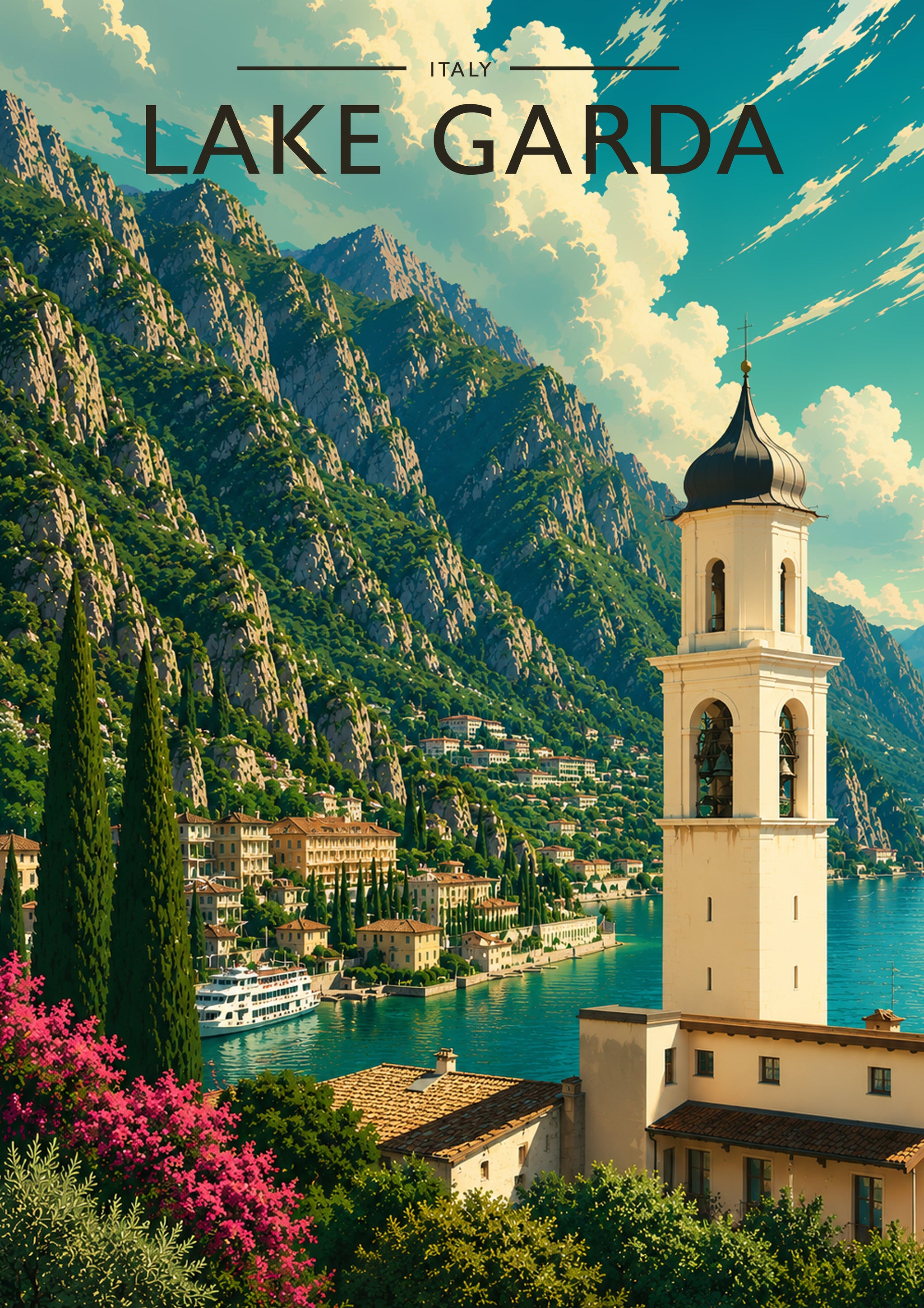 Lake Garda #3 Travel Poster - A4 travel poster print