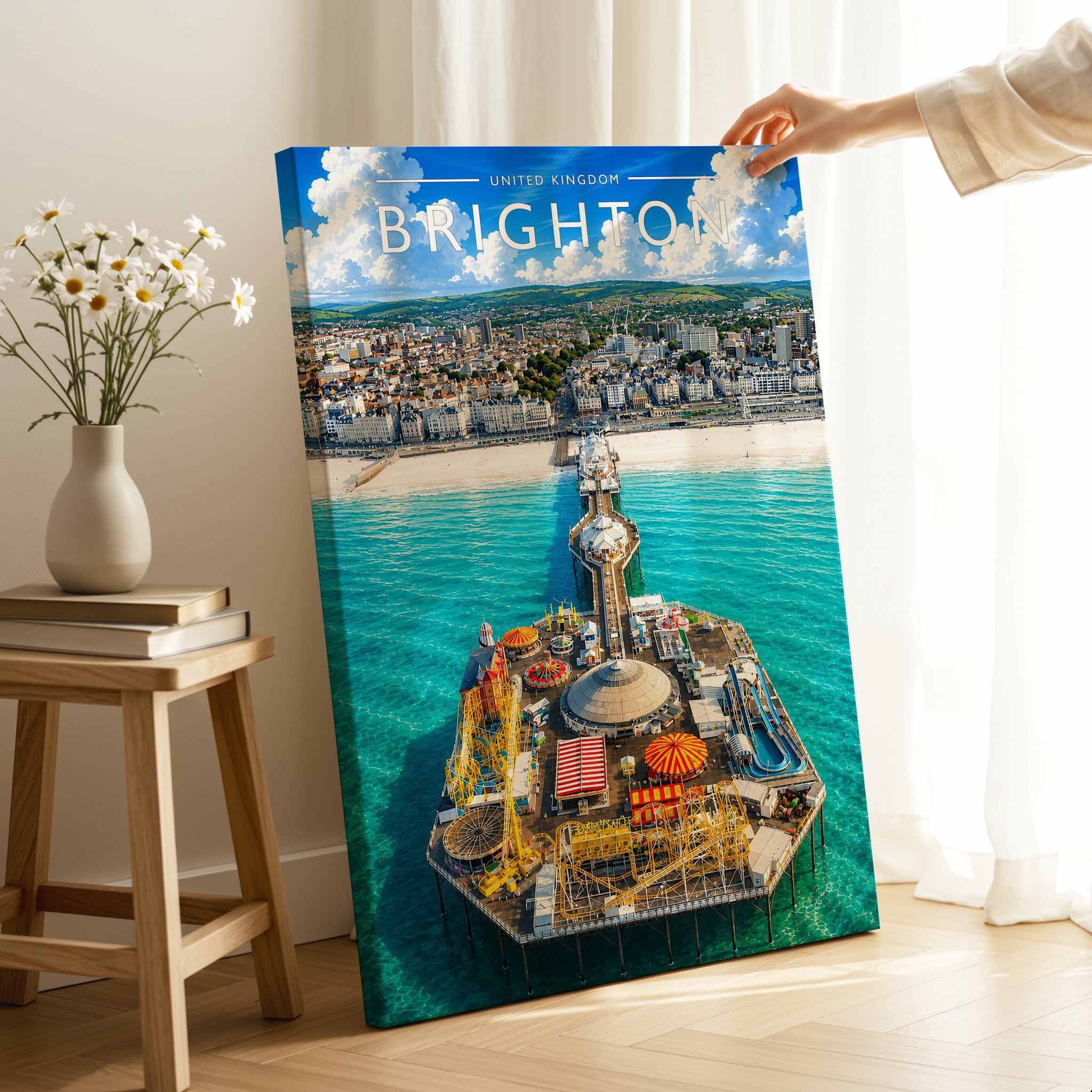 Brighton #2 Travel Poster as a gallery-wrapped canvas