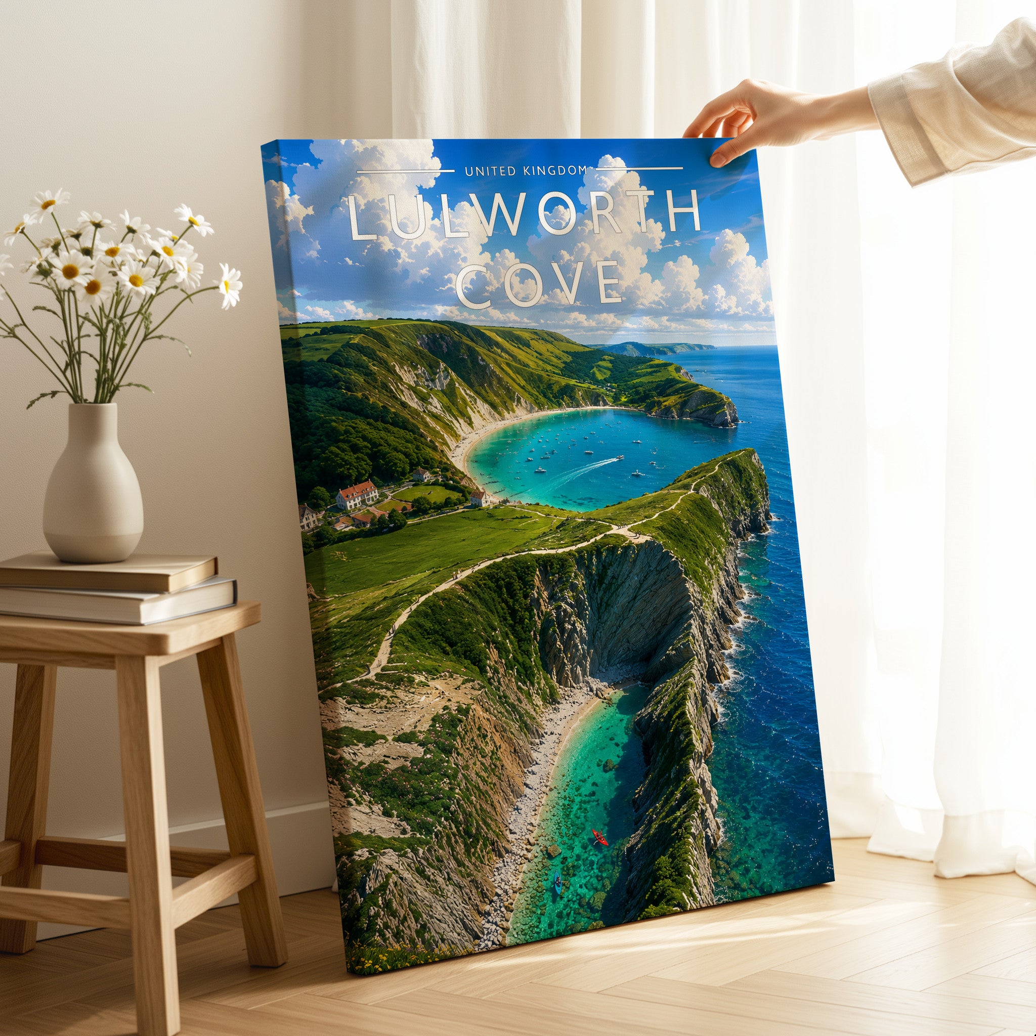 Lulworth Cove Travel Poster as a gallery-wrapped canvas