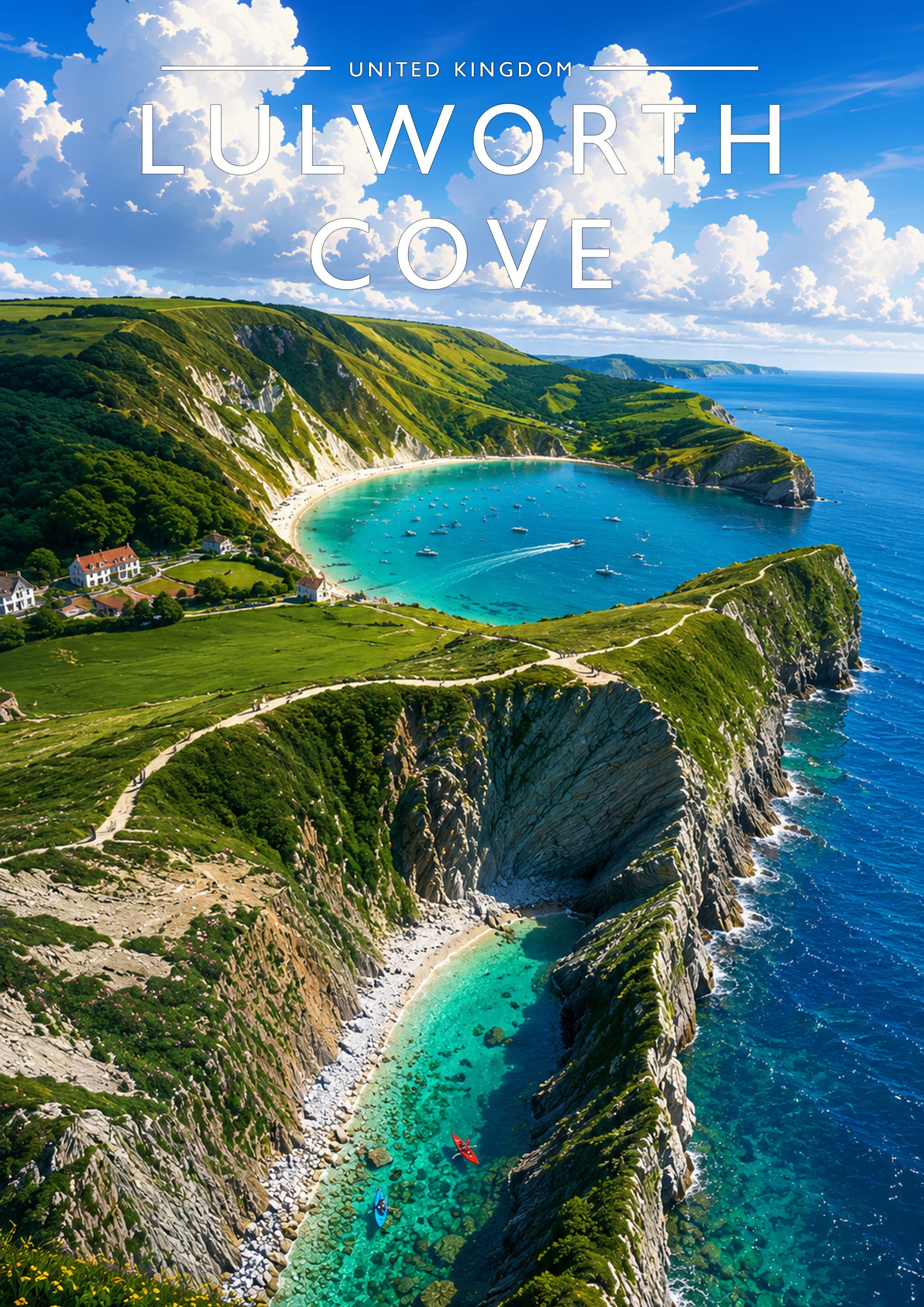 Lulworth Cove Travel Poster - A4 travel poster print