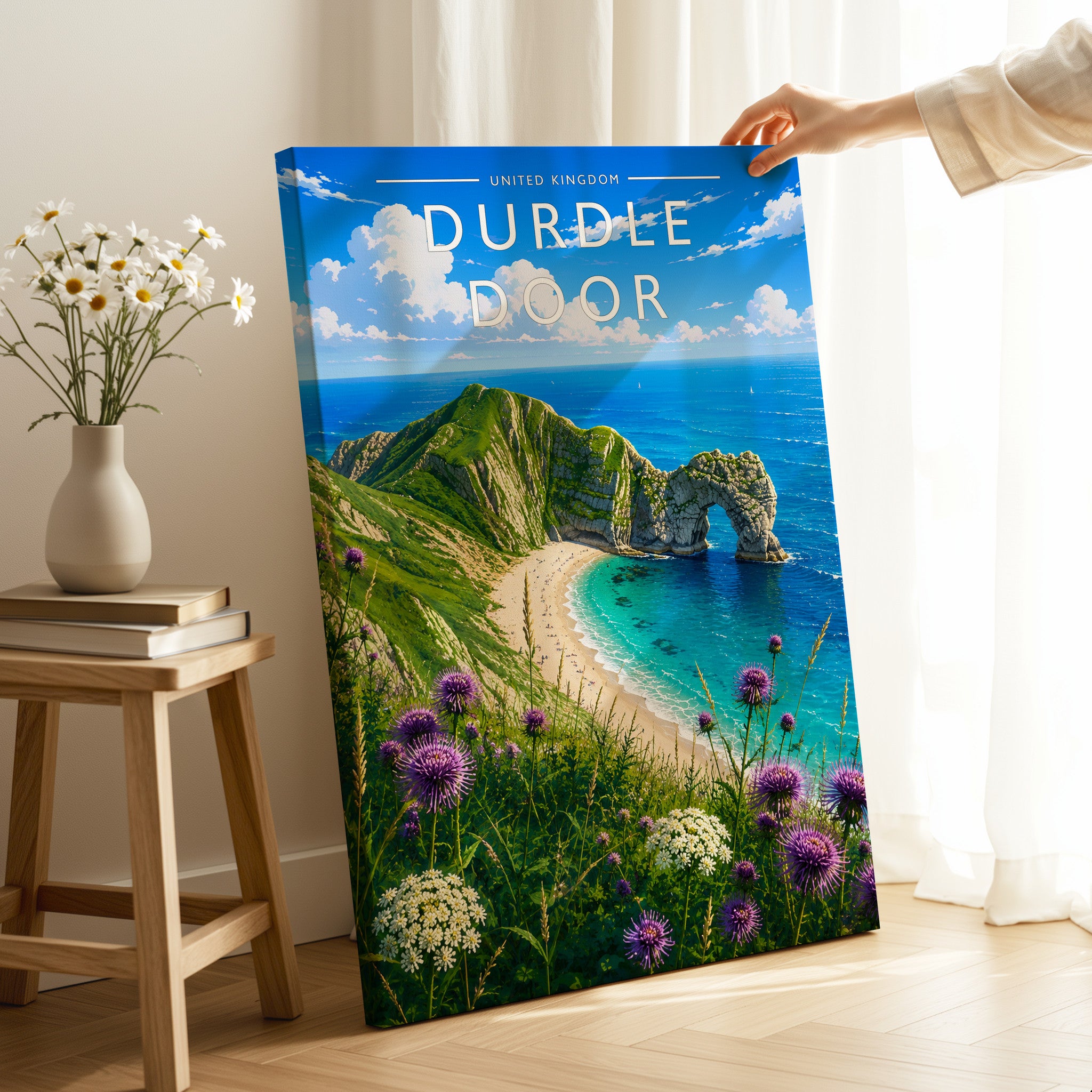 Durdle Door Travel Poster as a gallery-wrapped canvas