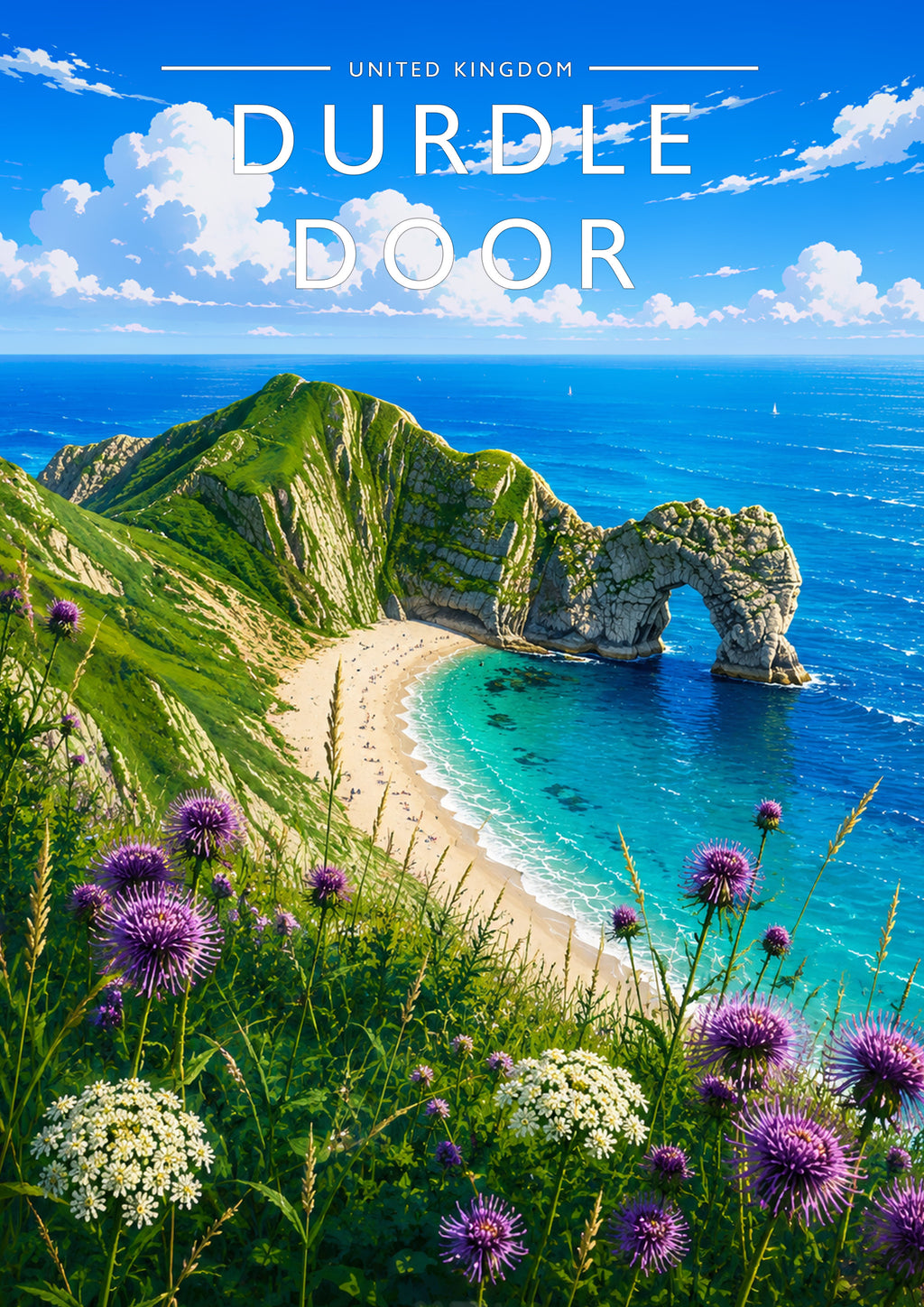 Durdle Door Travel Poster - A4 travel poster print