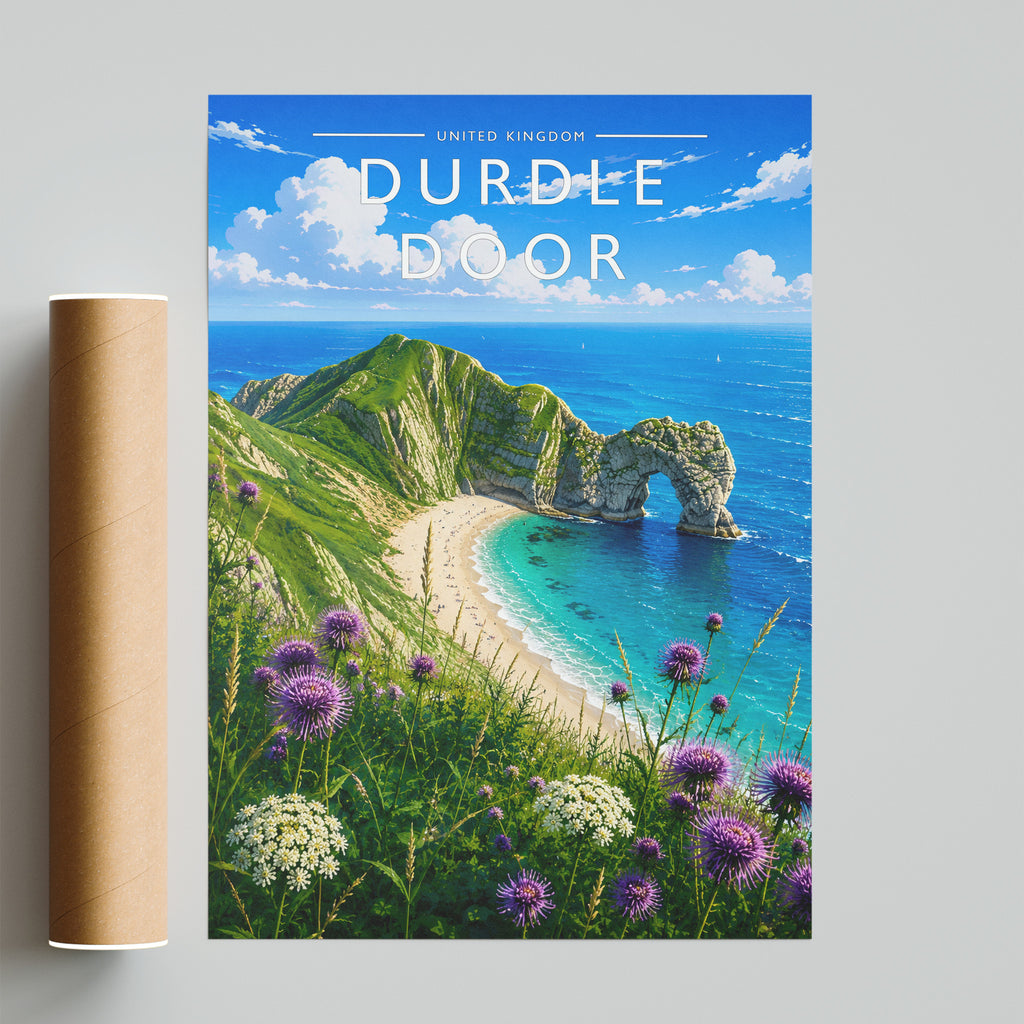 Durdle Door Travel Poster - fine art print with shipping tube