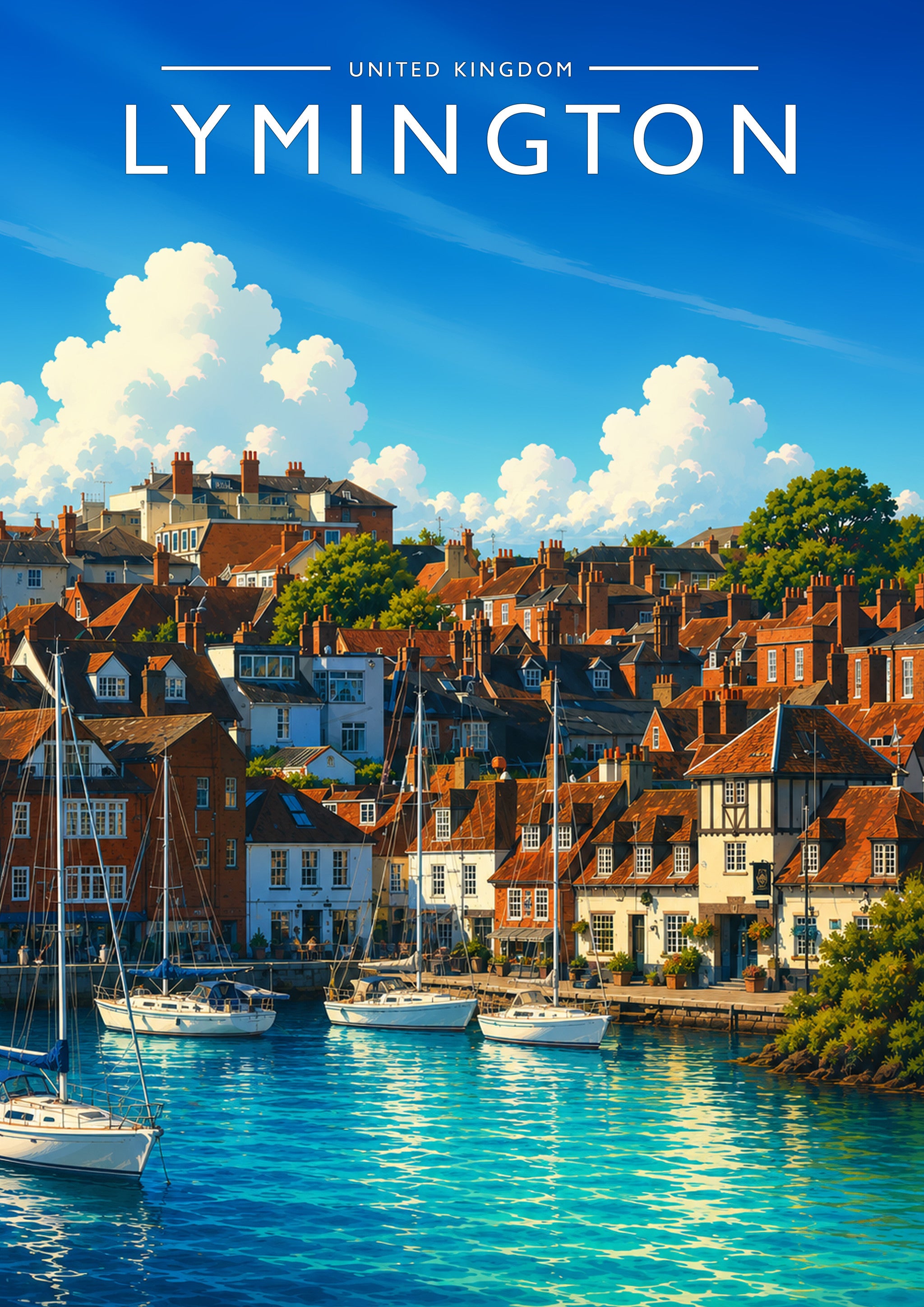 Lymington Travel Poster - A4 travel poster print
