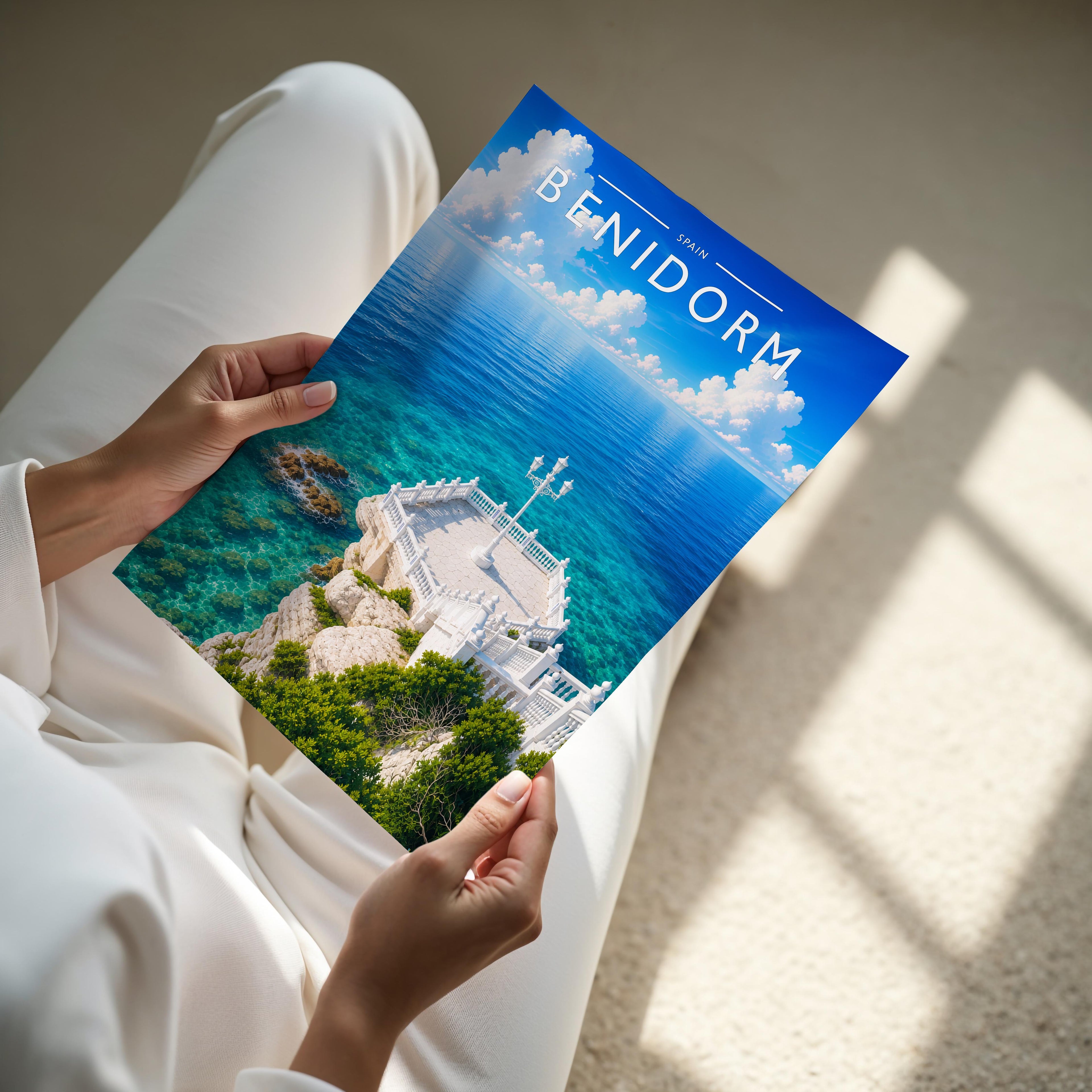 Benidorm #2 Travel Poster - A4 print held in hand