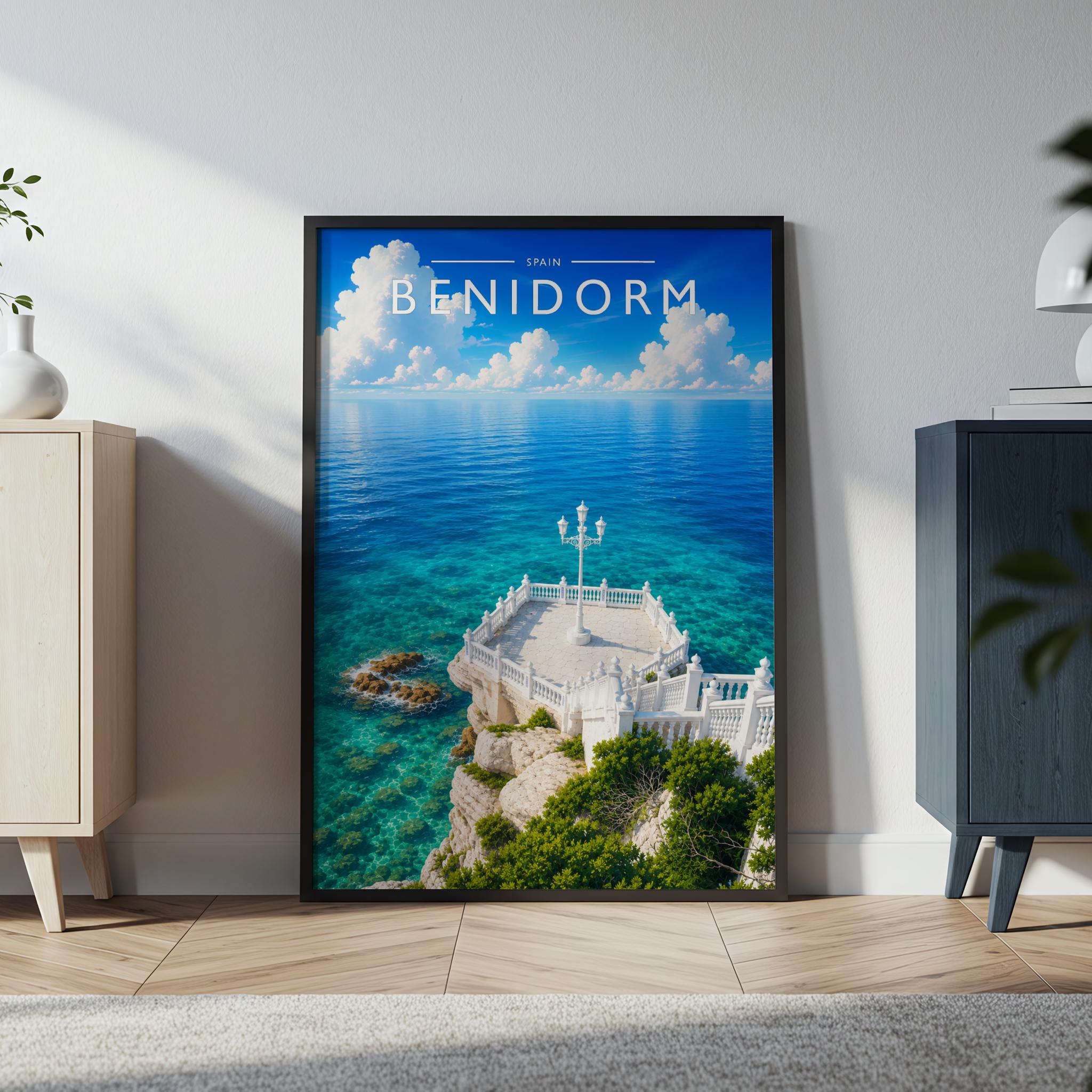 Benidorm #2 Travel Poster in a black frame