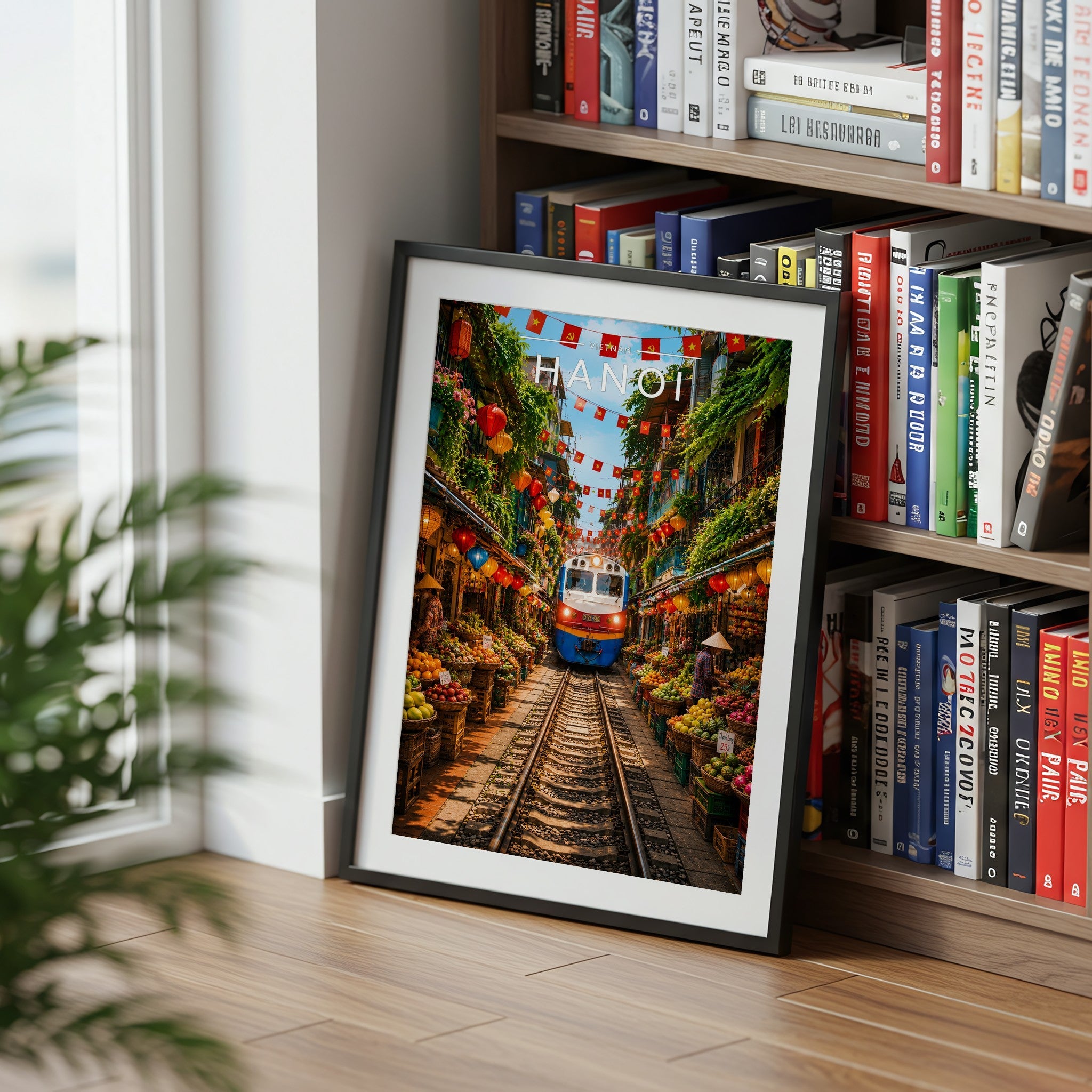 Hanoi Travel Poster mounted in a black frame