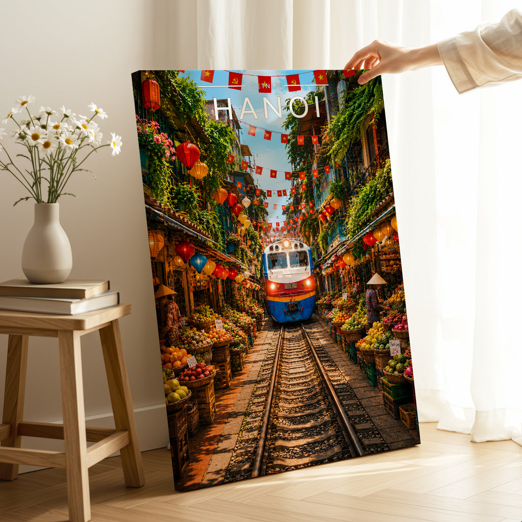 Hanoi Travel Poster as a gallery-wrapped canvas