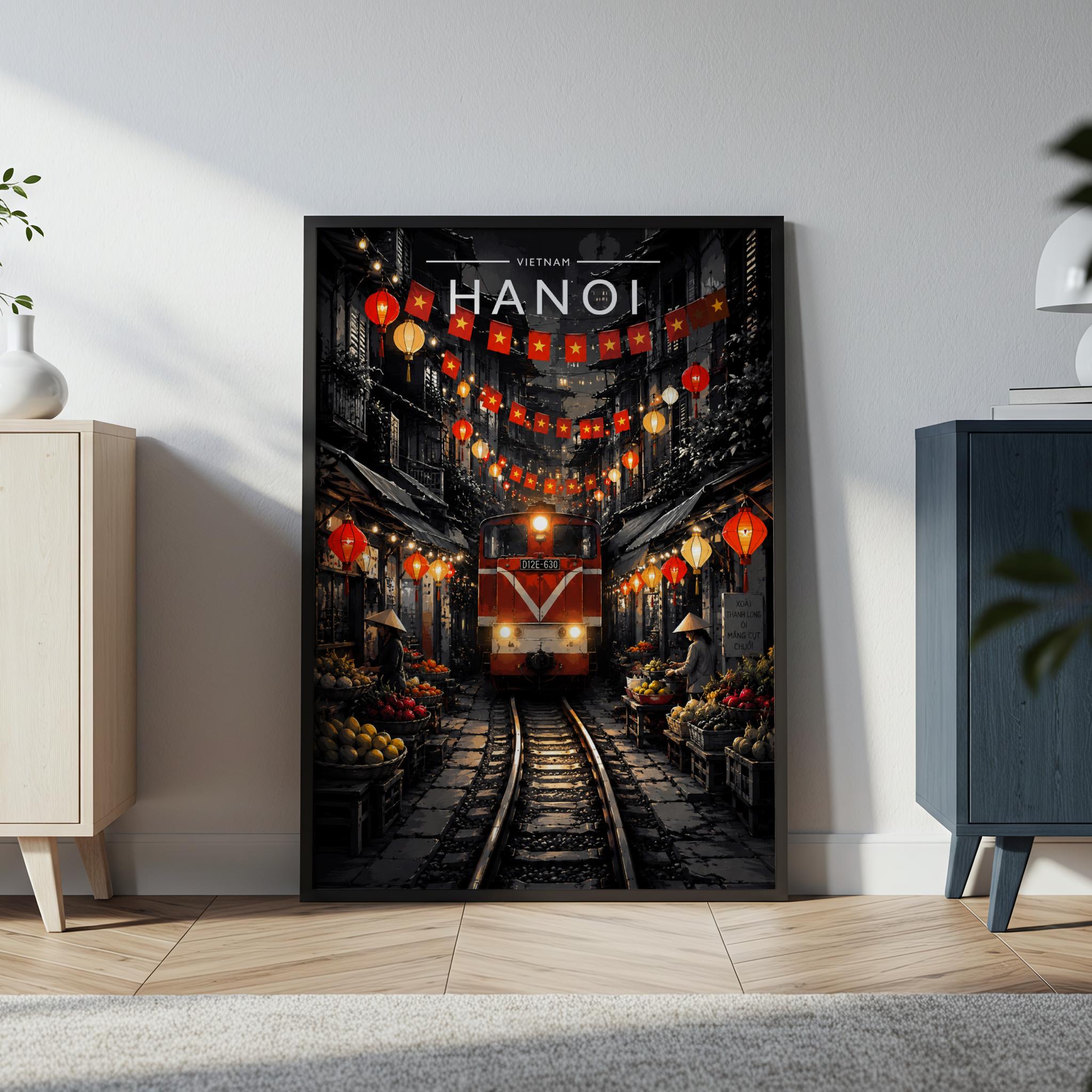 Hanoi #2 Travel Poster in a black frame