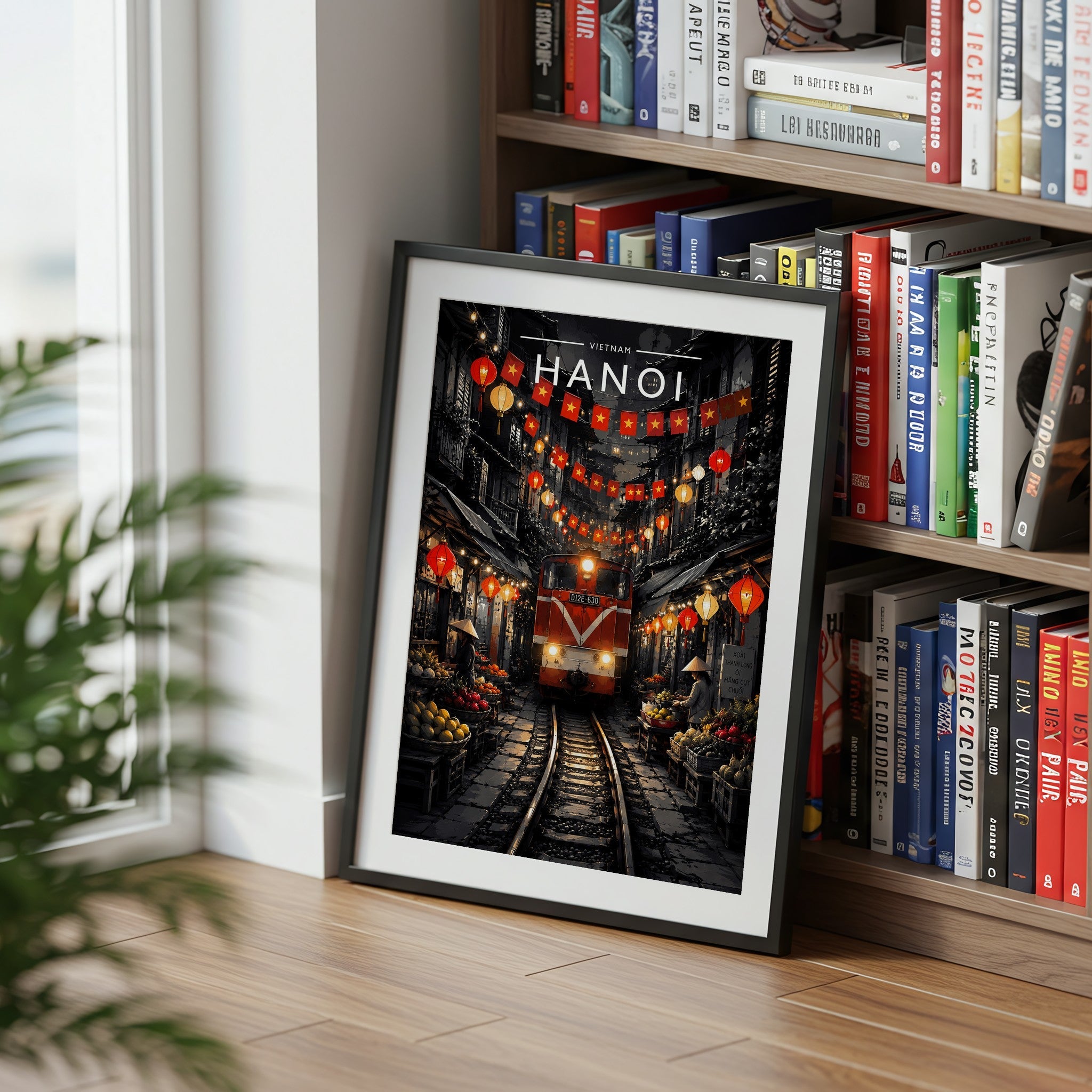 Hanoi #2 Travel Poster mounted in a black frame