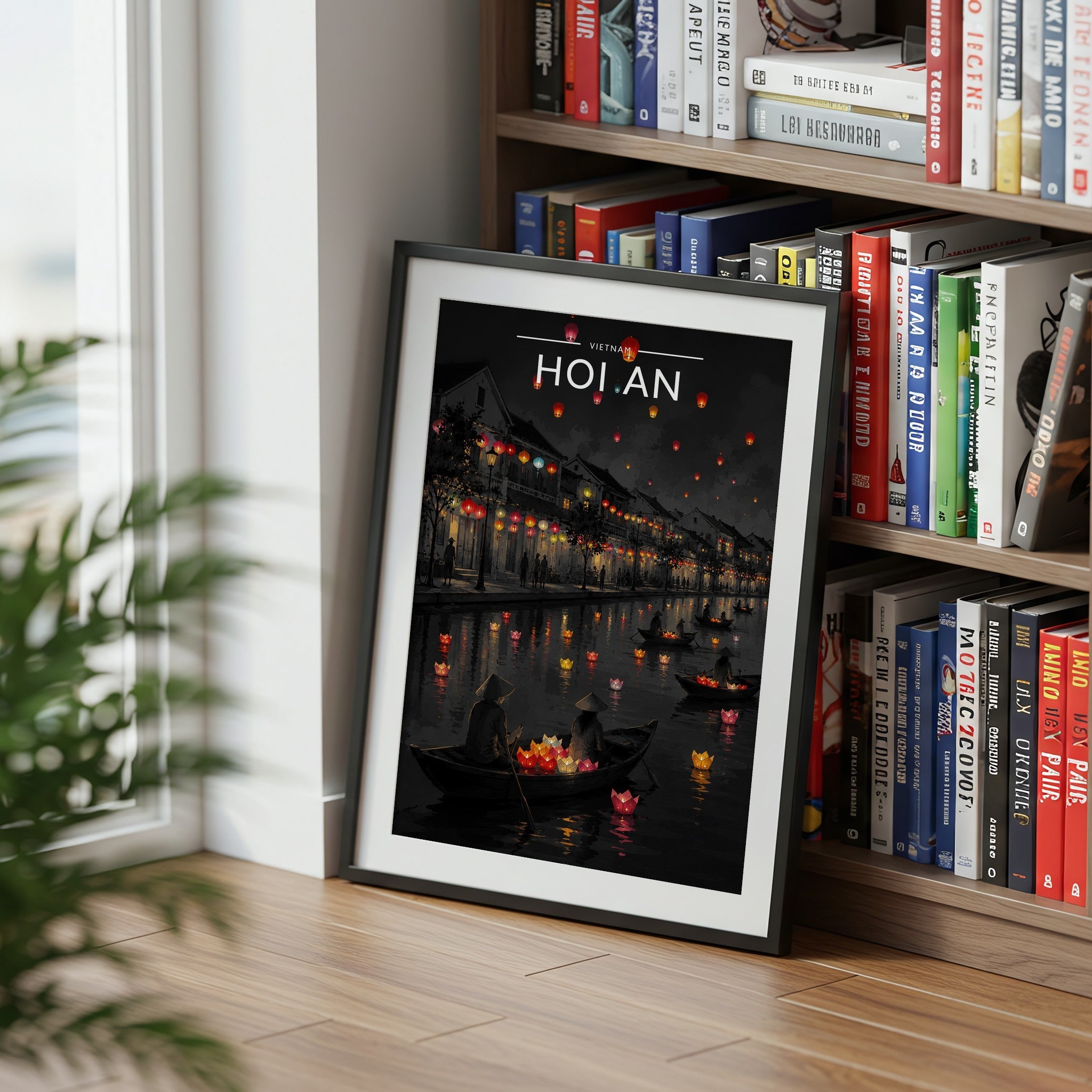 Hoi An Travel Poster mounted in a black frame