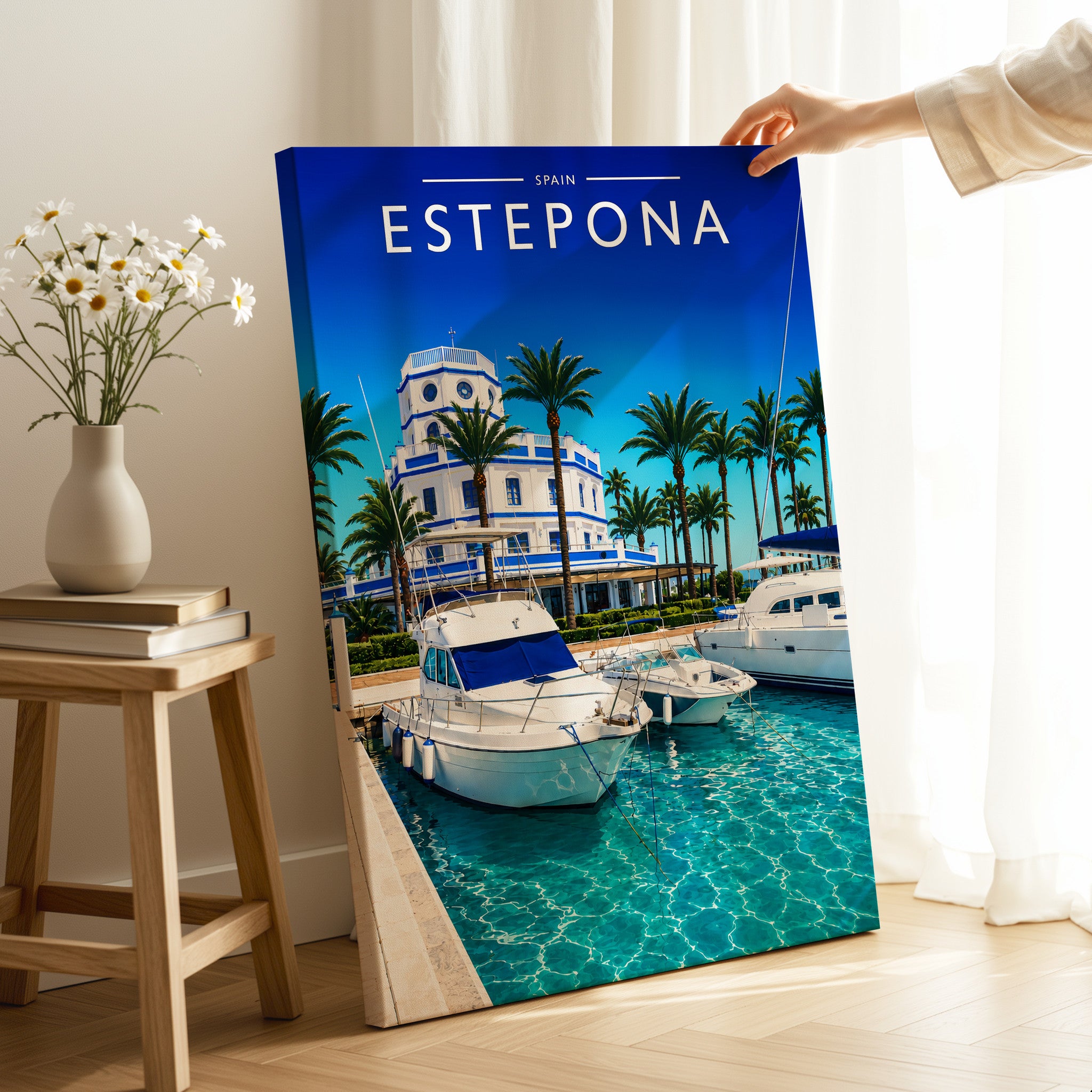 Estepona Travel Poster as a gallery-wrapped canvas
