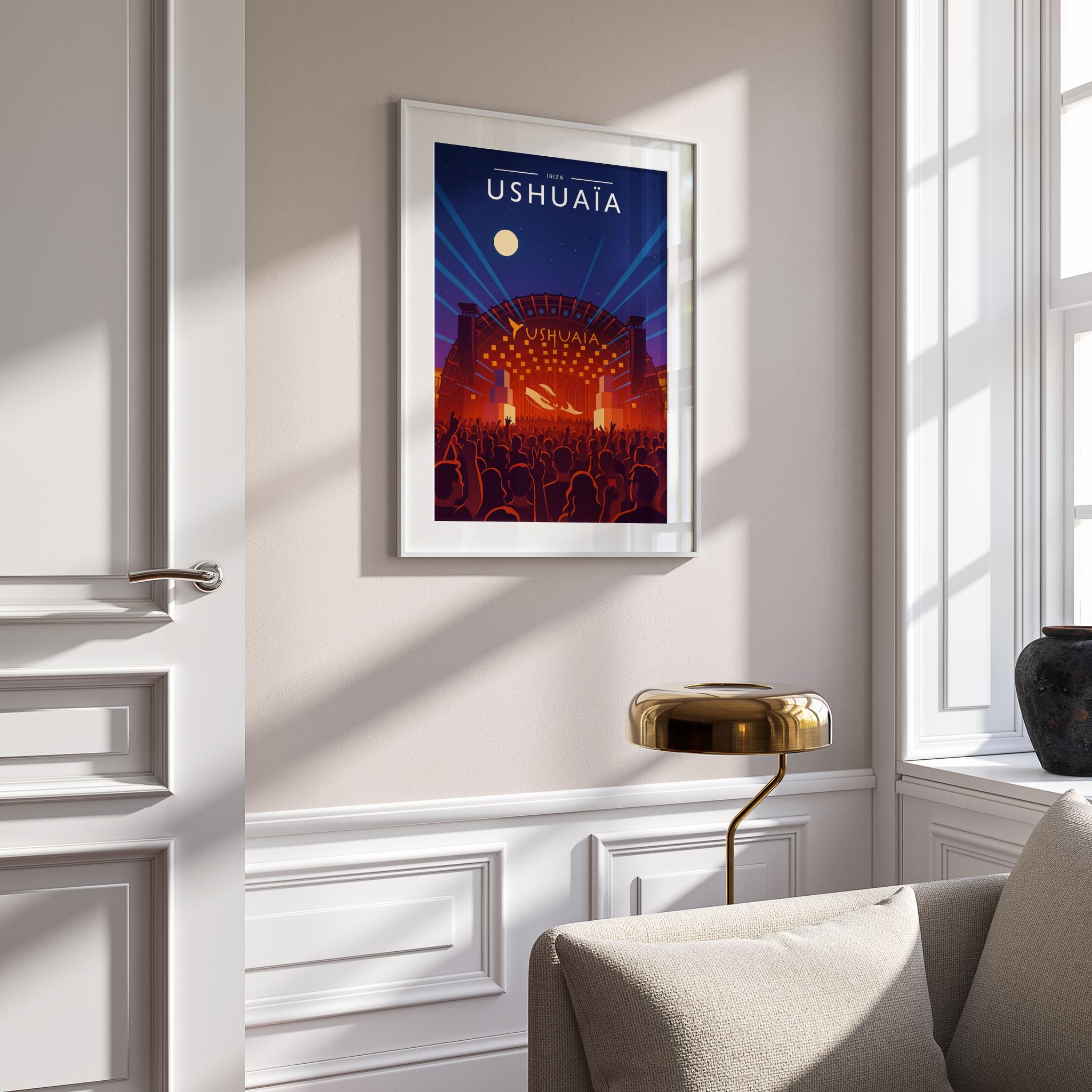 Ibiza #5 Travel Poster mounted in a white frame