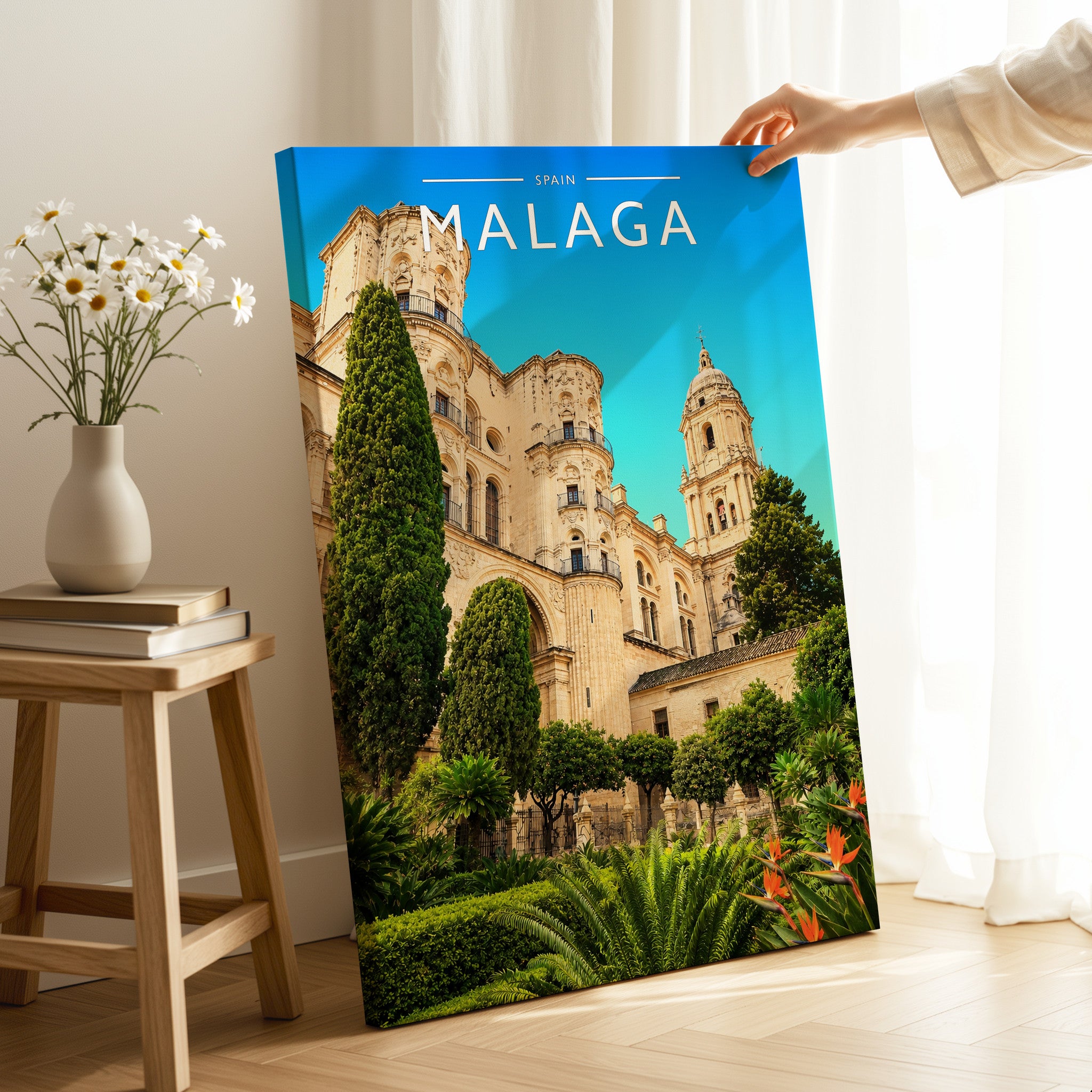Malaga Travel Poster as a gallery-wrapped canvas
