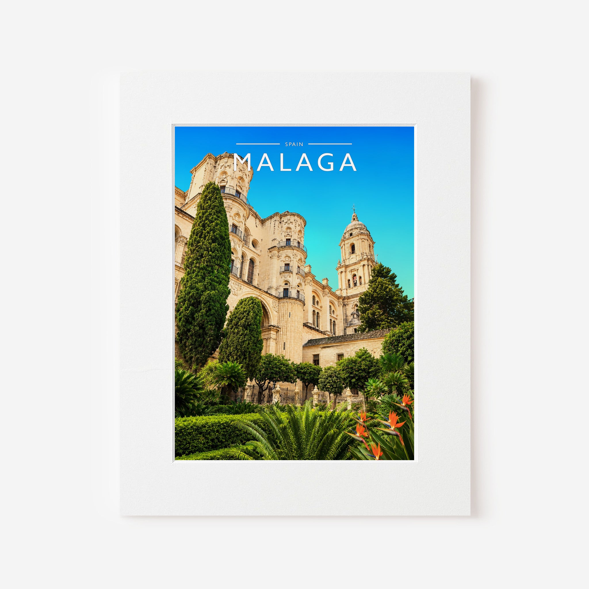 Malaga Travel Poster in a white mount