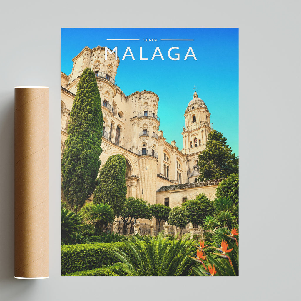 Malaga Travel Poster - fine art print with shipping tube