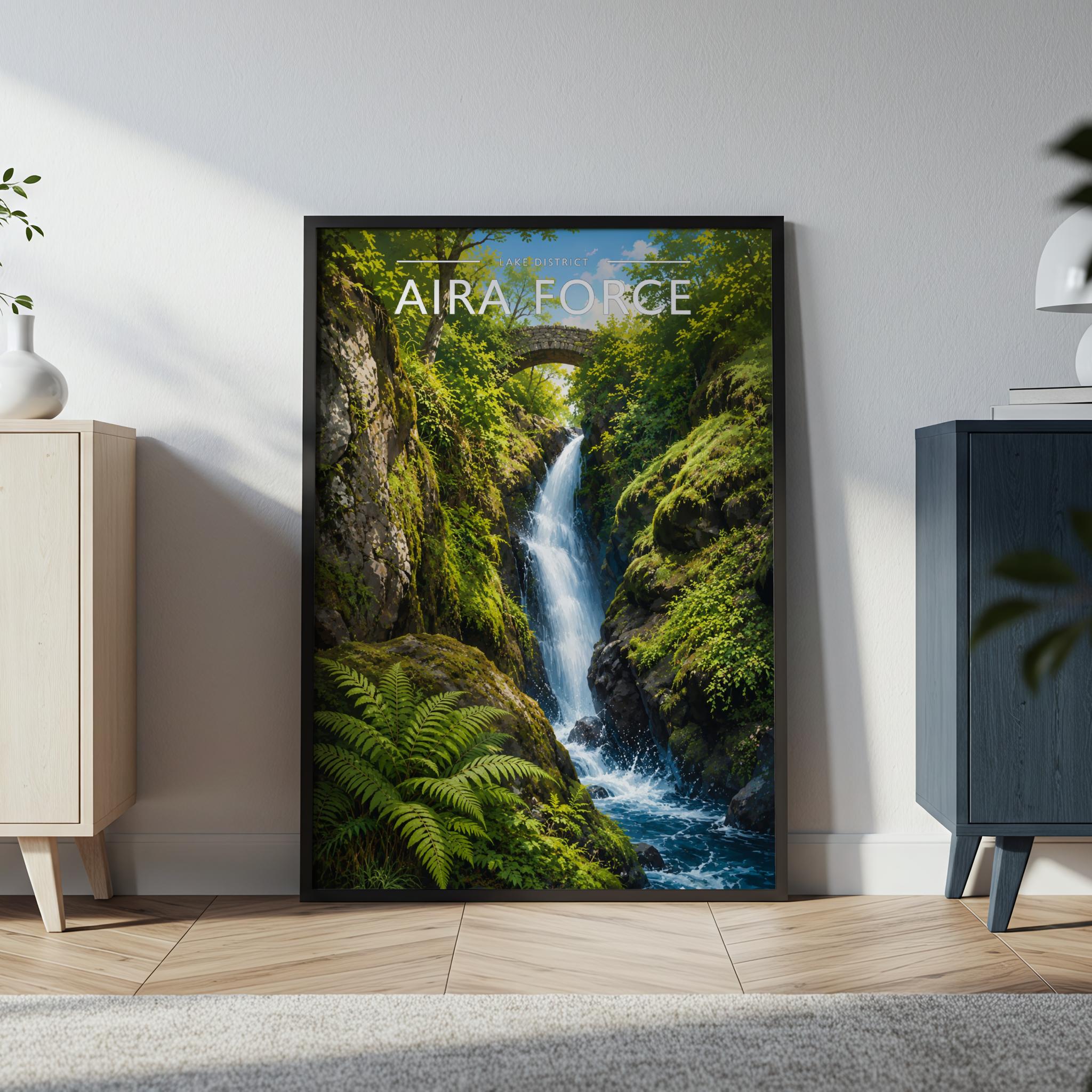 Aira Force Travel Poster in a black frame