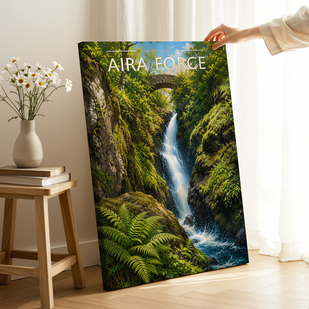 Aira Force Travel Poster as a gallery-wrapped canvas