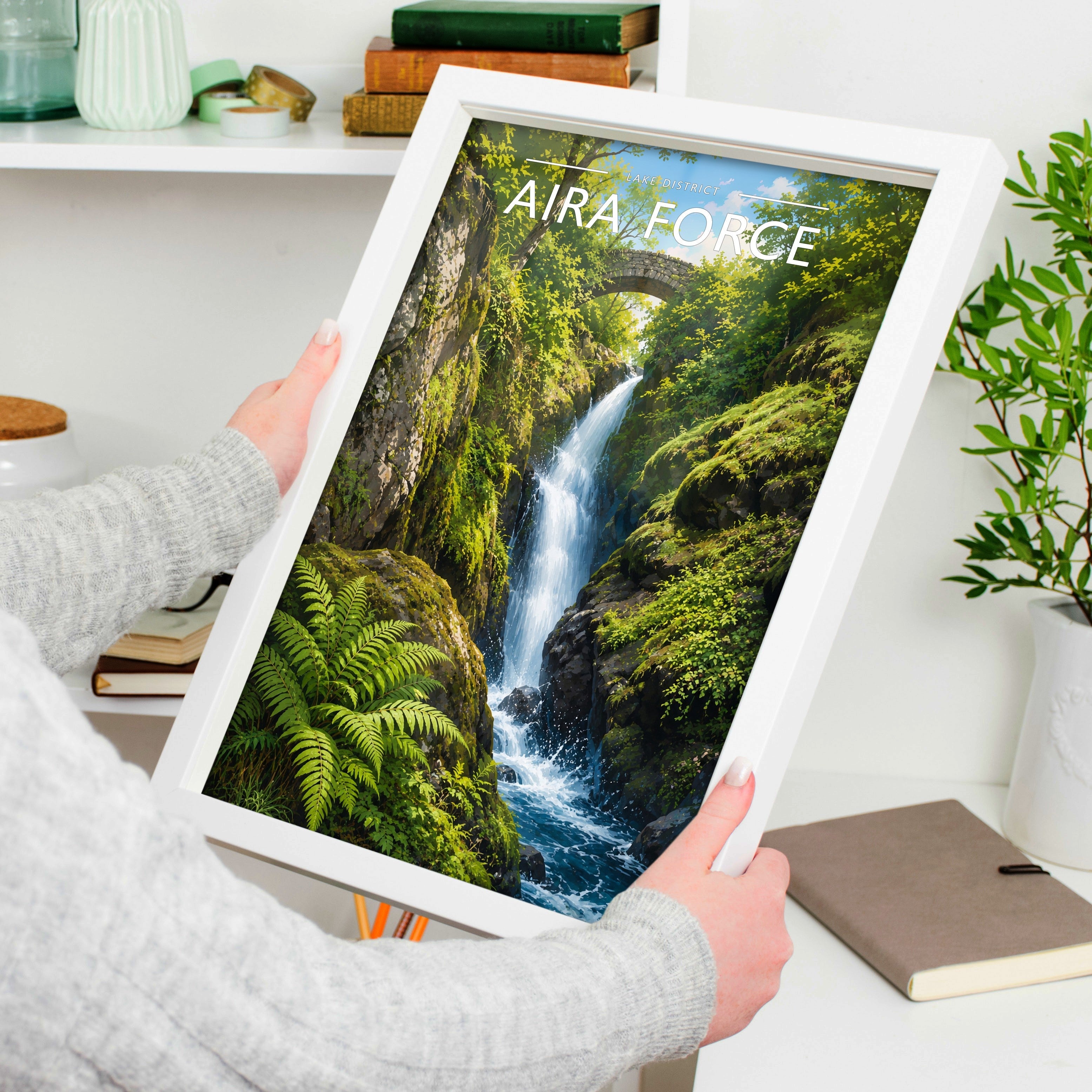 Aira Force Travel Poster held in a white frame