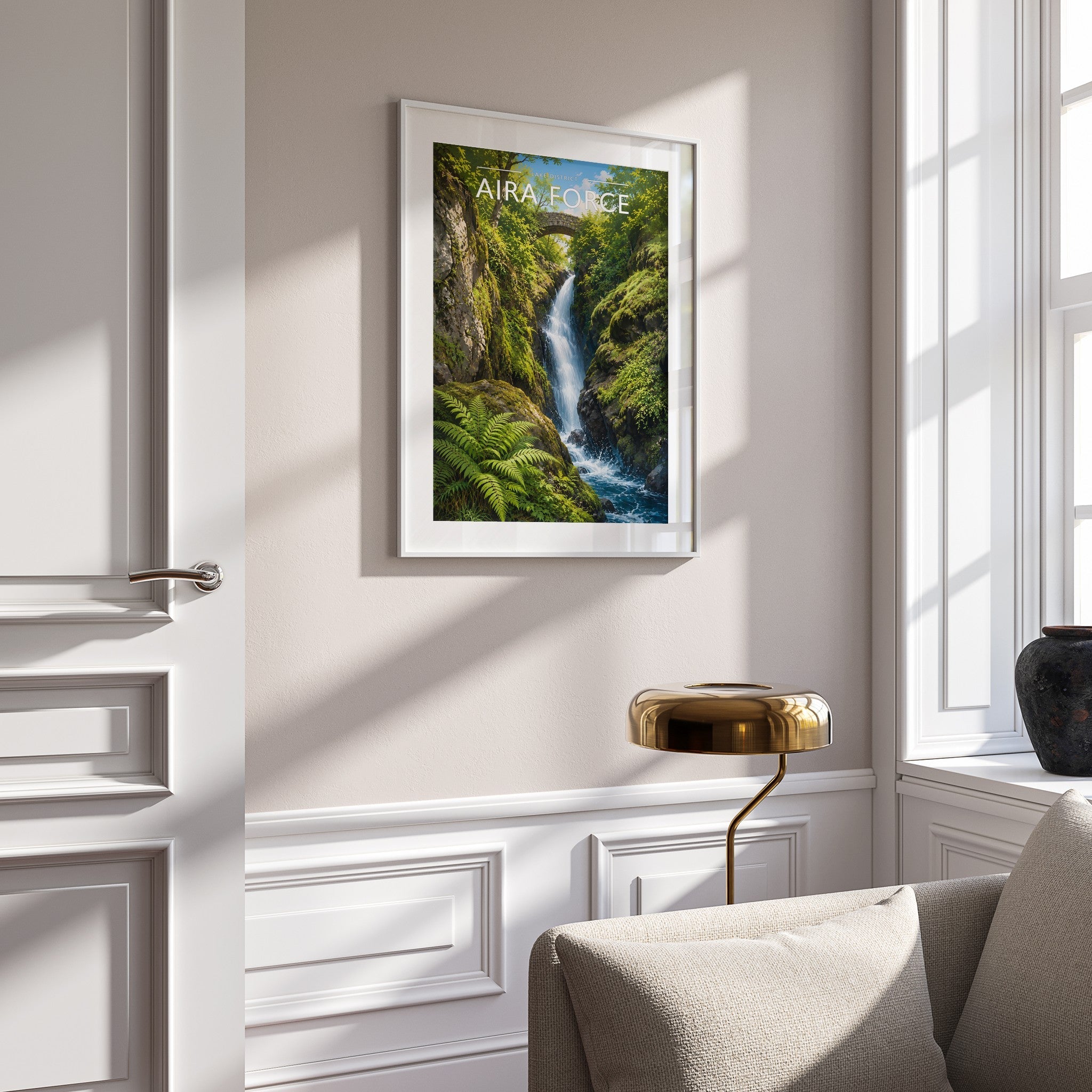 Aira Force Travel Poster mounted in a white frame