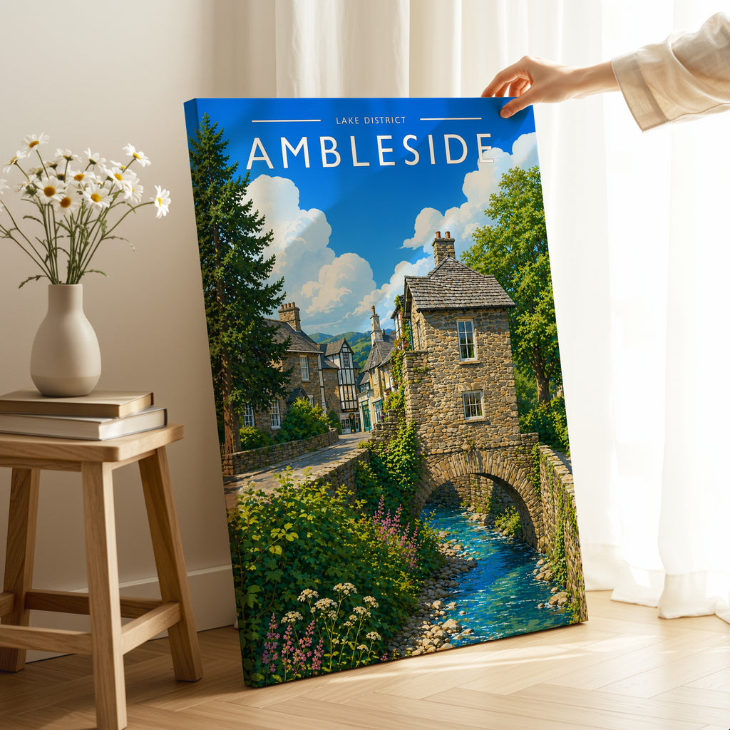 Ambleside Travel Poster as a gallery-wrapped canvas
