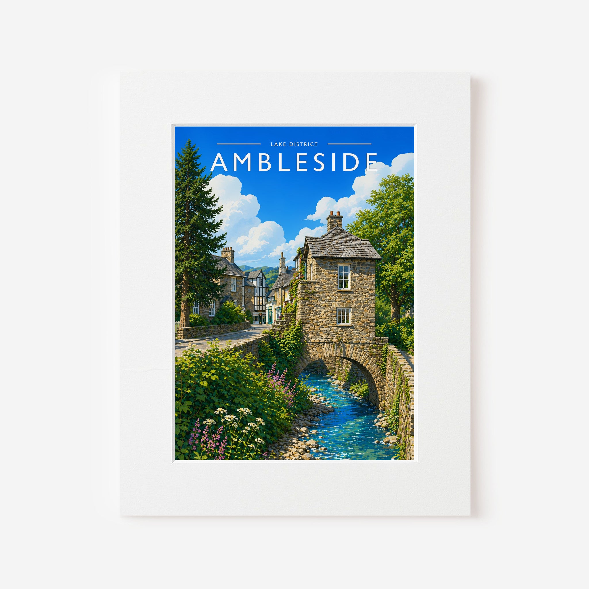 Ambleside Travel Poster in a white mount